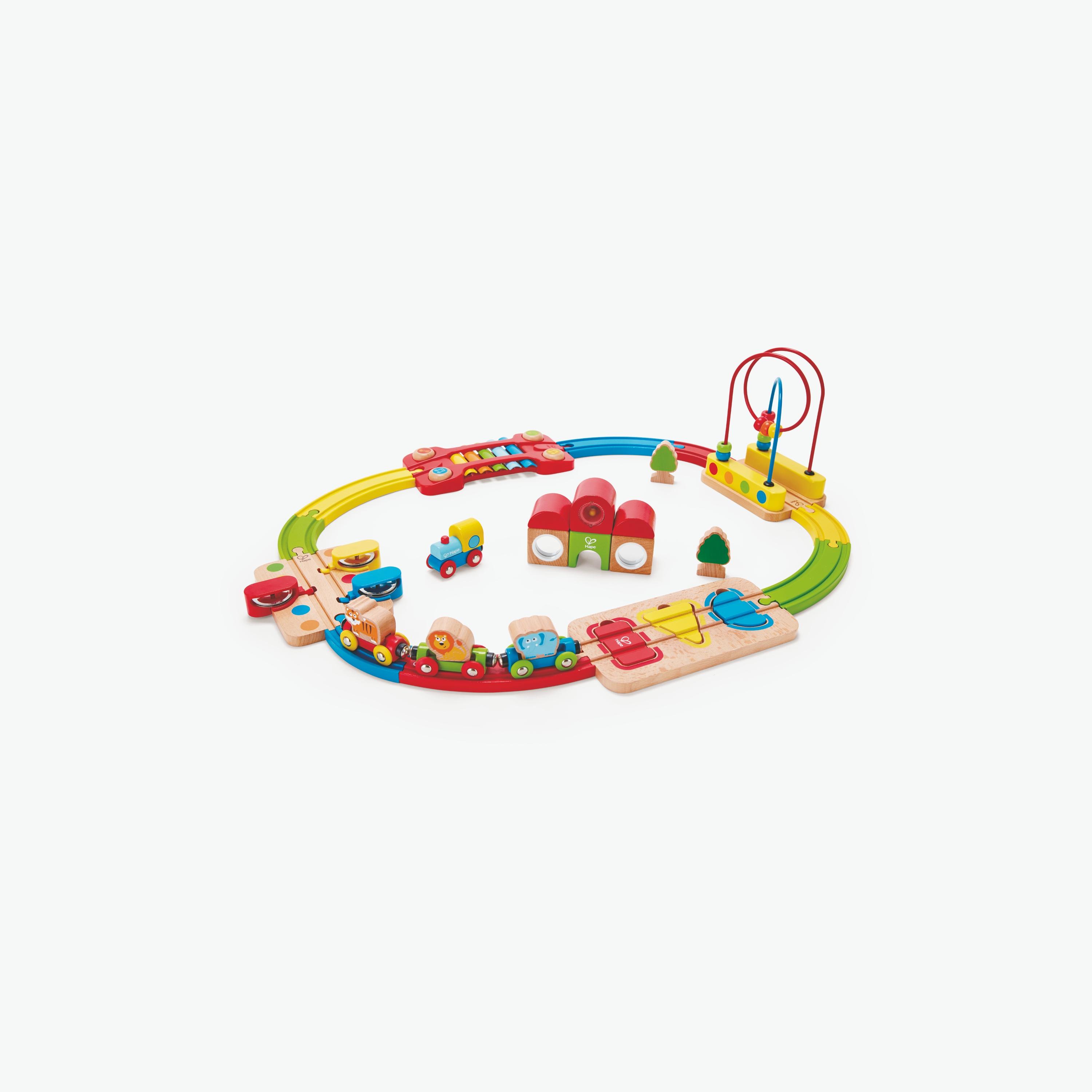 Hape 30-Piece Rainbow Puzzle Wooden Railway Train Set-toys-buildingblocks-constructionsets-image-1