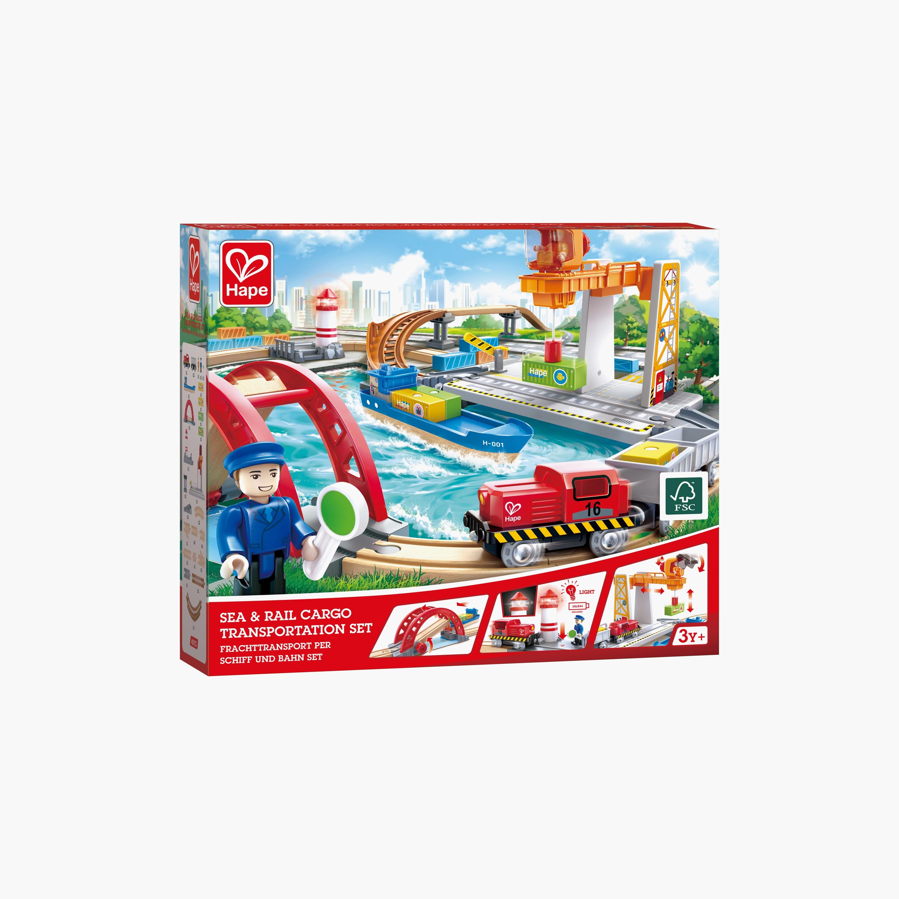 Hape 38-Piece Sea & Rail Cargo Transport Train & Railway Set-toys-buildingblocks-constructionsets-image-11