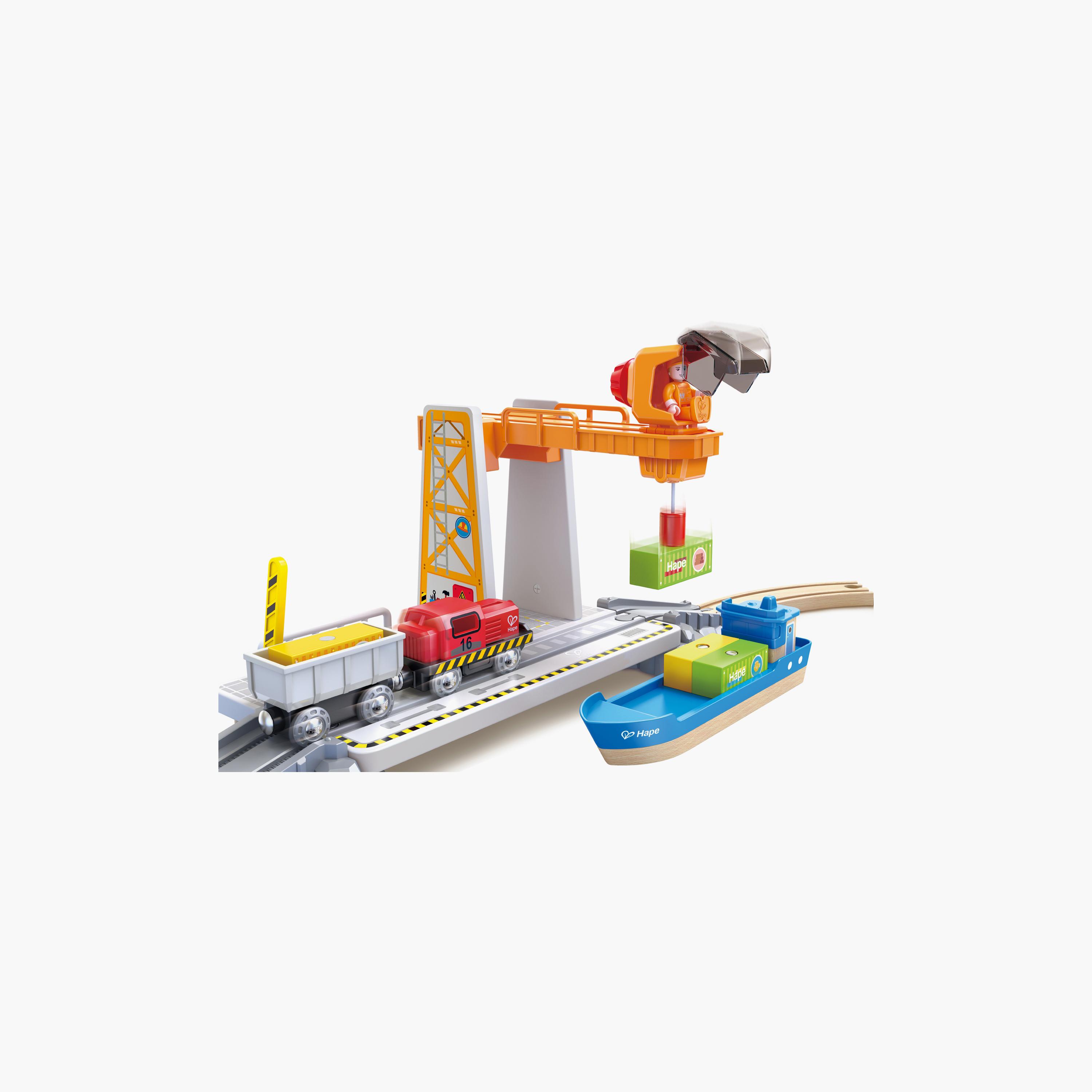 Hape 38-Piece Sea & Rail Cargo Transport Train & Railway Set-toys-buildingblocks-constructionsets-image-16