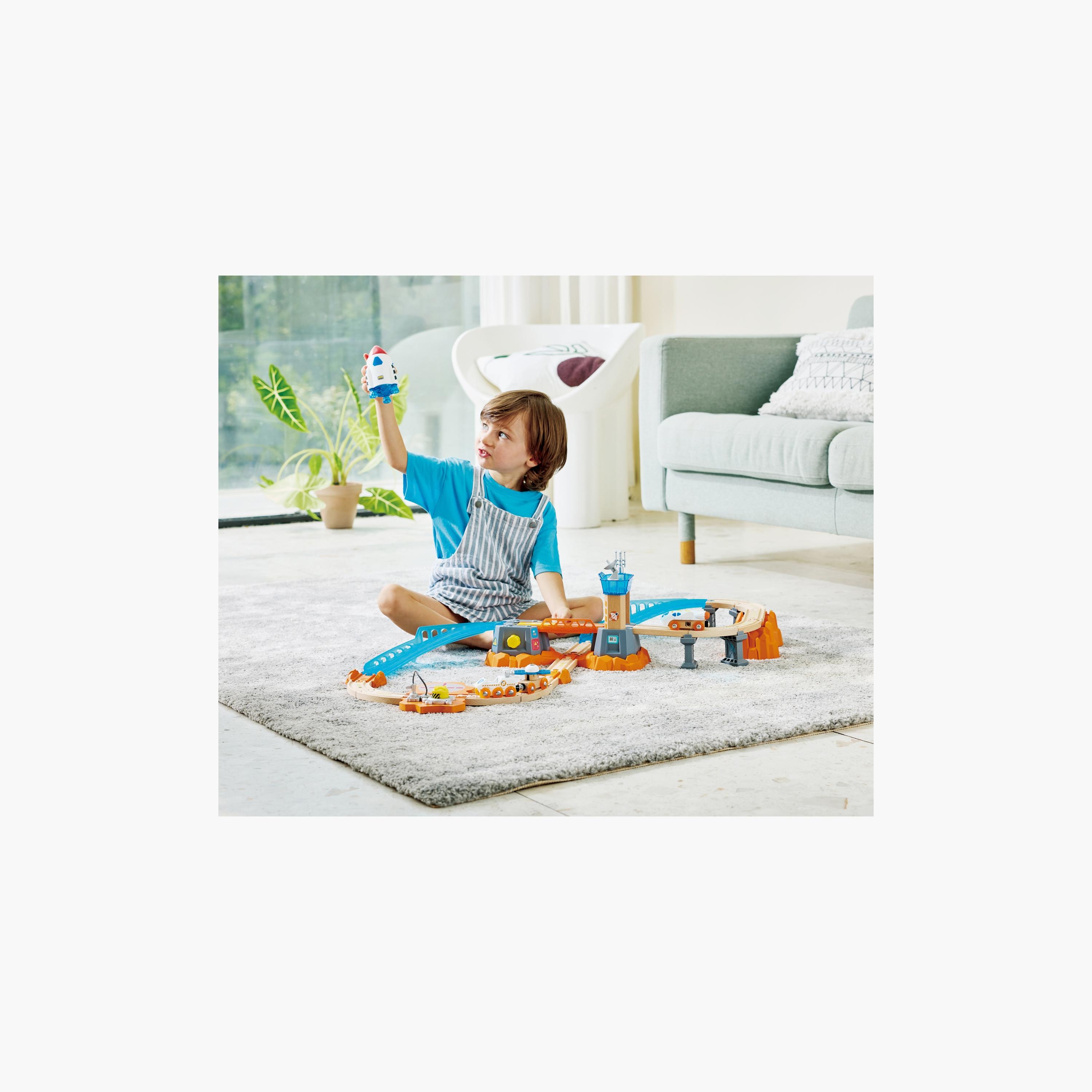 Hape 34-Piece Mars Mission Launch Glow in the Dark Railway Trainset-toys-buildingblocks-constructionsets-image-4