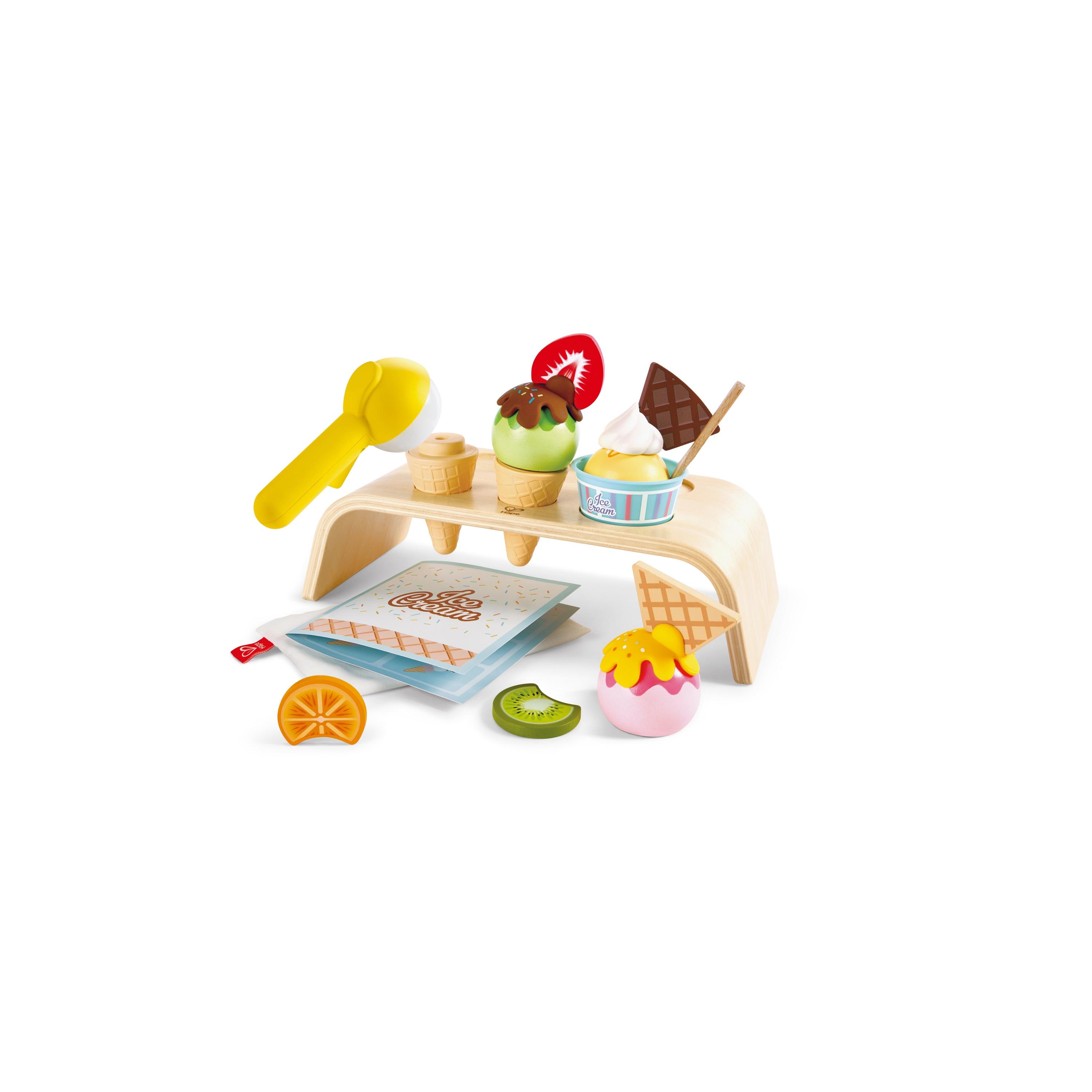 Hape 20-Piece Stackable Wooden Ice Cream Set & Accessories-toys-roleplay-playfoods-image-1