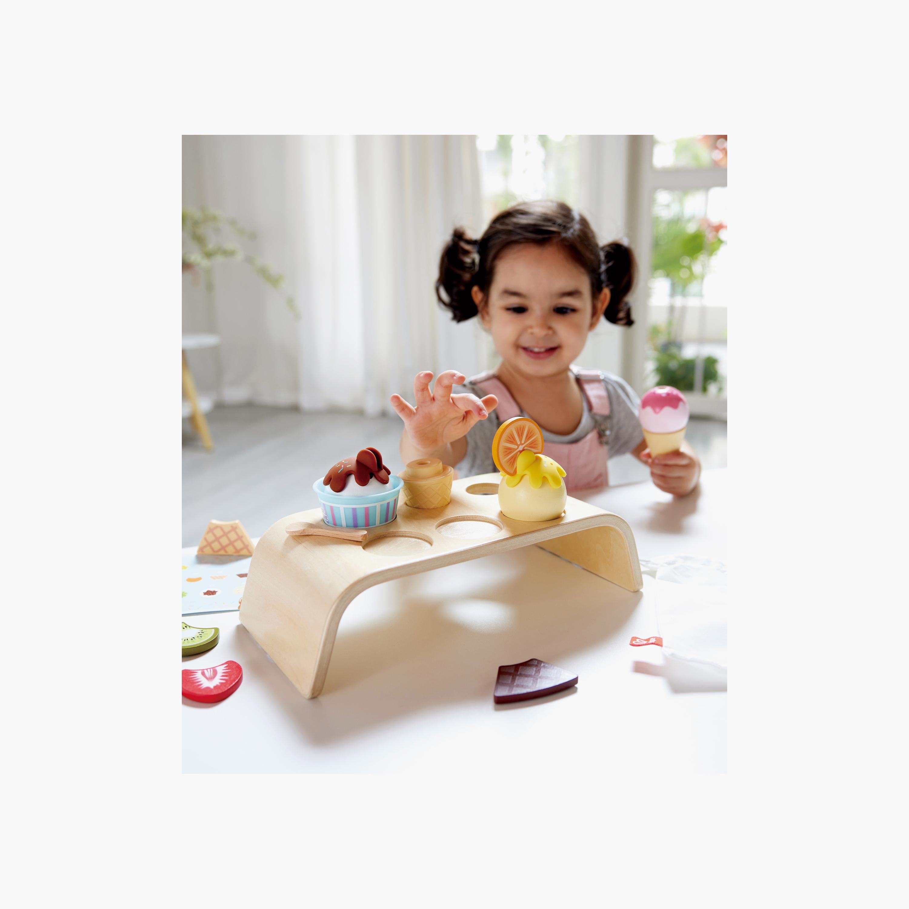 Hape 20-Piece Stackable Wooden Ice Cream Set & Accessories-toys-roleplay-playfoods-image-2