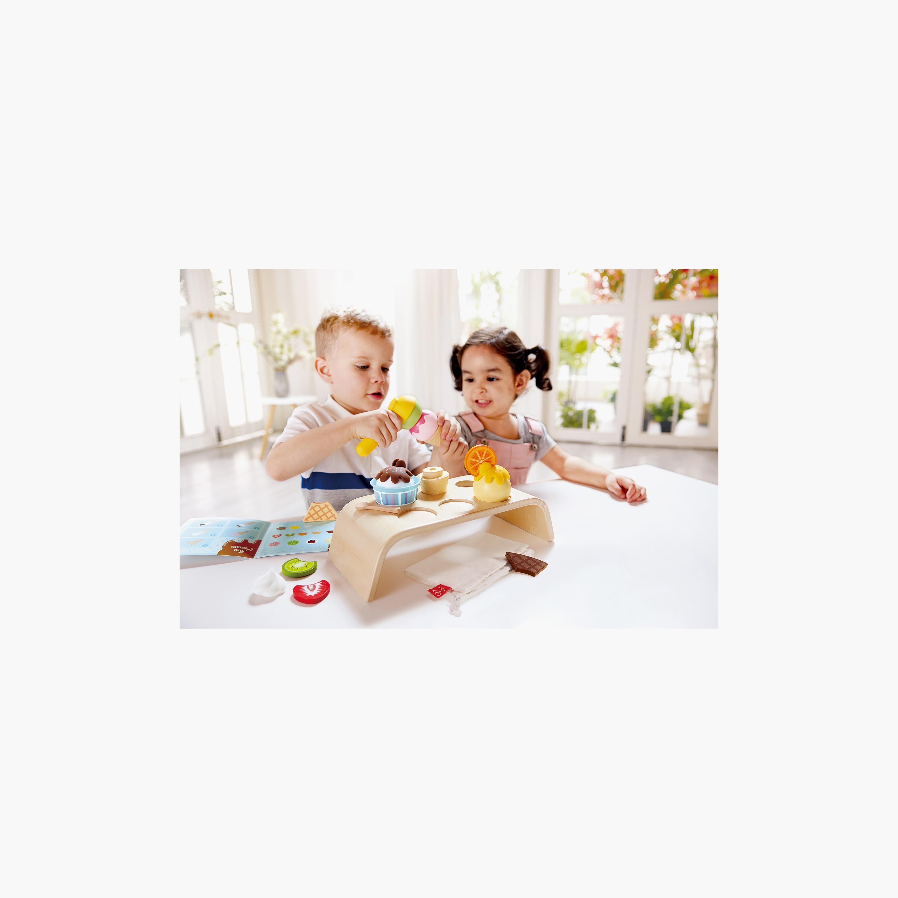 Hape 20-Piece Stackable Wooden Ice Cream Set & Accessories-toys-roleplay-playfoods-image-6