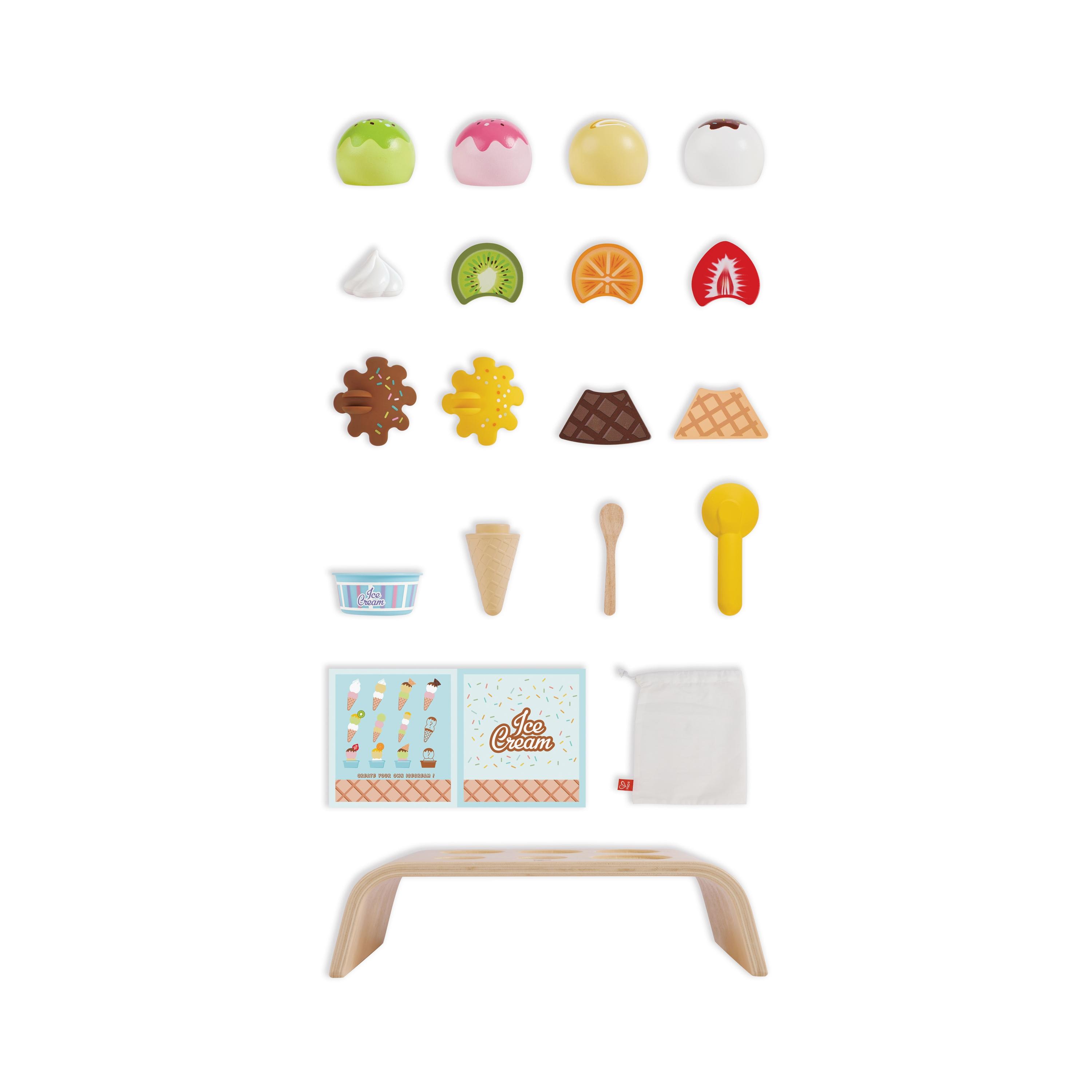 Hape 20-Piece Stackable Wooden Ice Cream Set & Accessories-toys-roleplay-playfoods-image-7