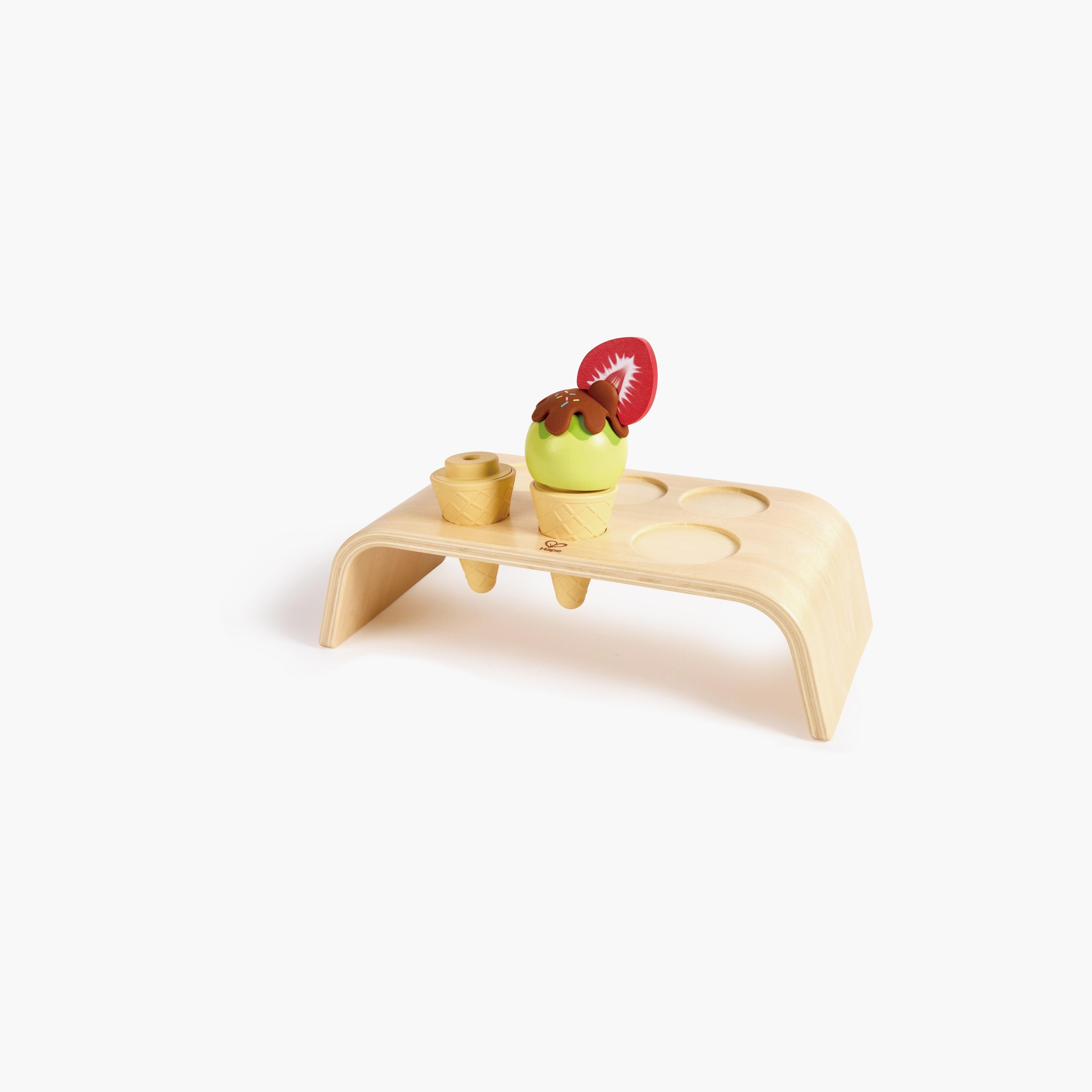 Hape 20-Piece Stackable Wooden Ice Cream Set & Accessories-toys-roleplay-playfoods-image-9