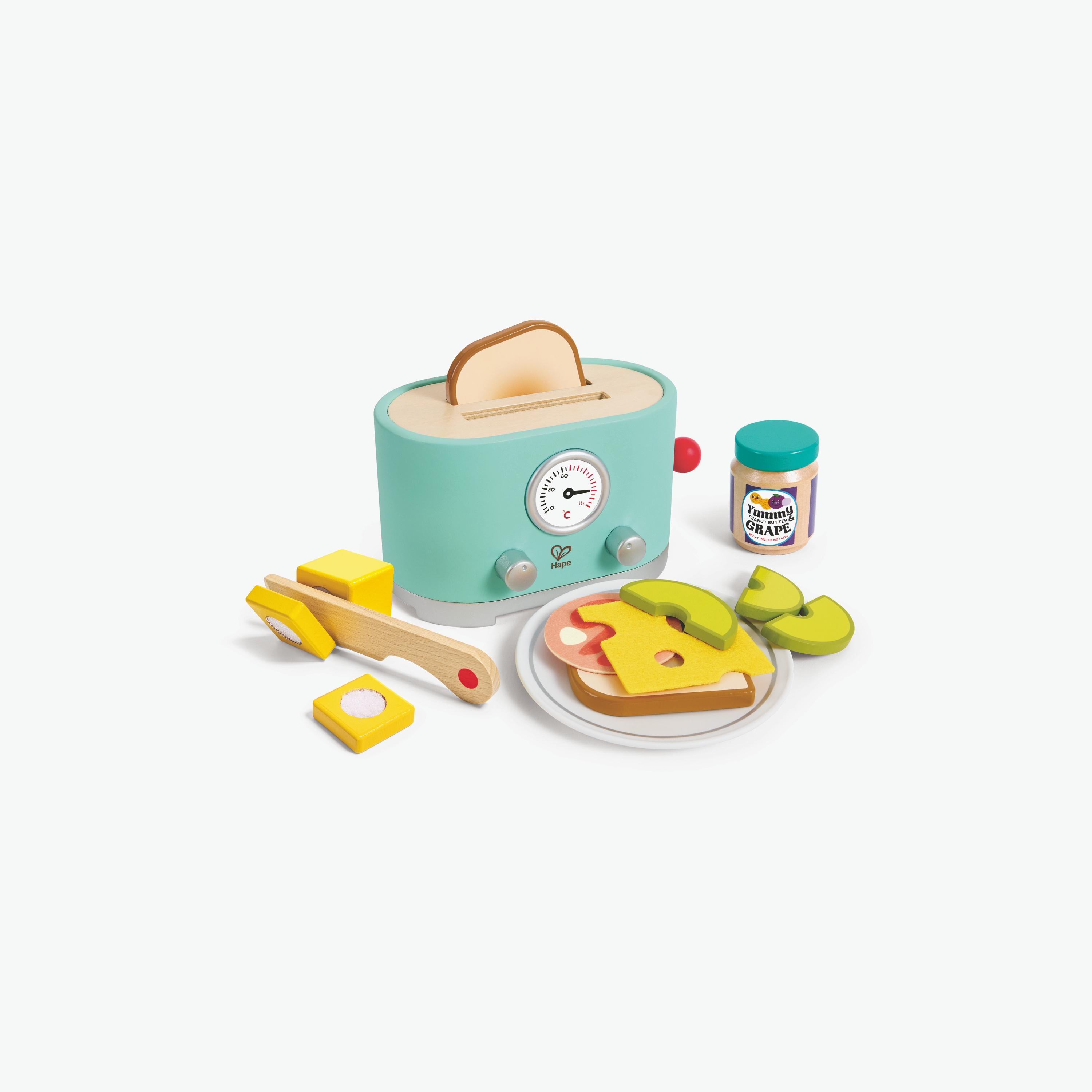 Hape 15-Piece Ding & Pop-up Toaster Wooden Playset with Accessories-toys-roleplay-playfoods-image-1