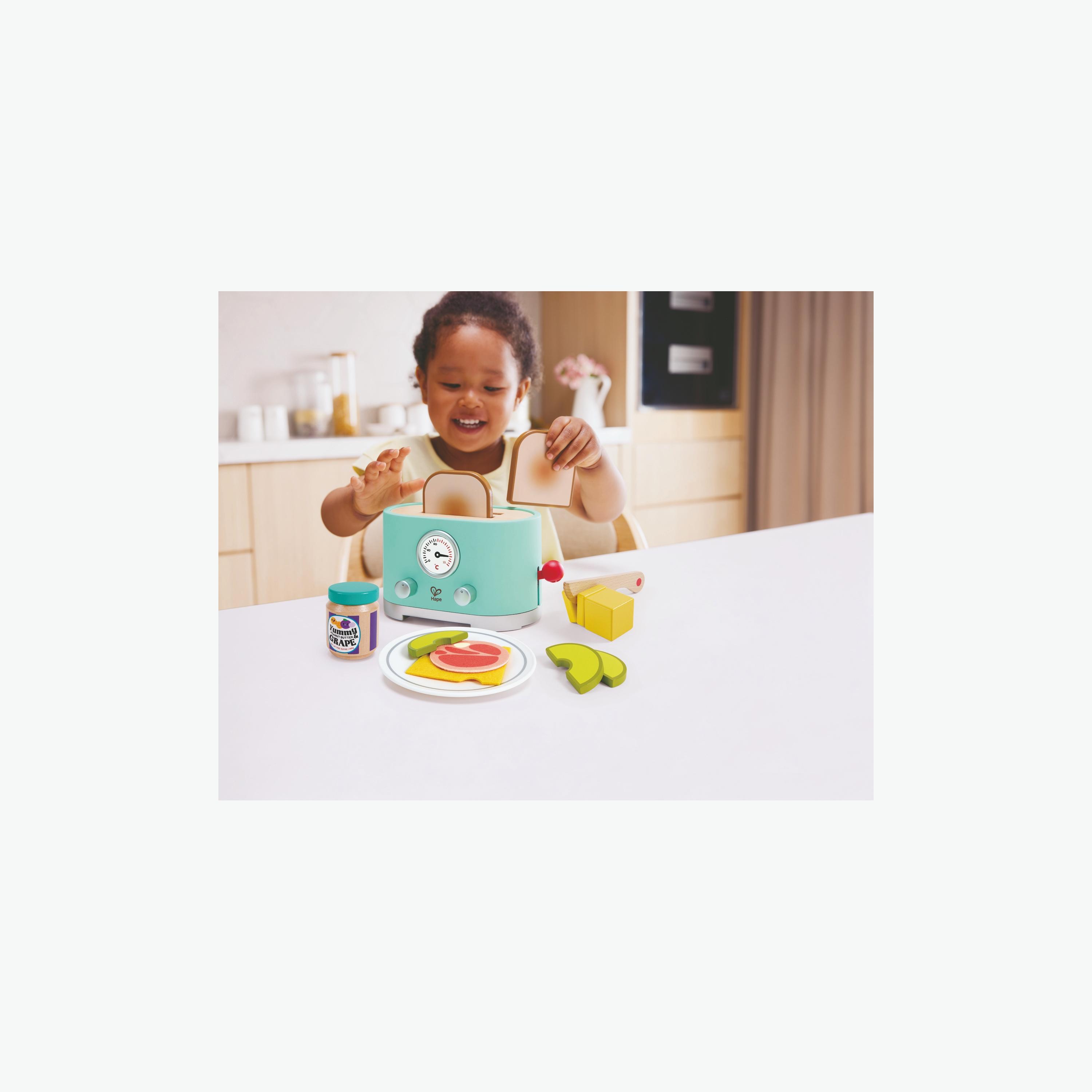 Hape 15-Piece Ding & Pop-up Toaster Wooden Playset with Accessories-toys-roleplay-playfoods-image-2