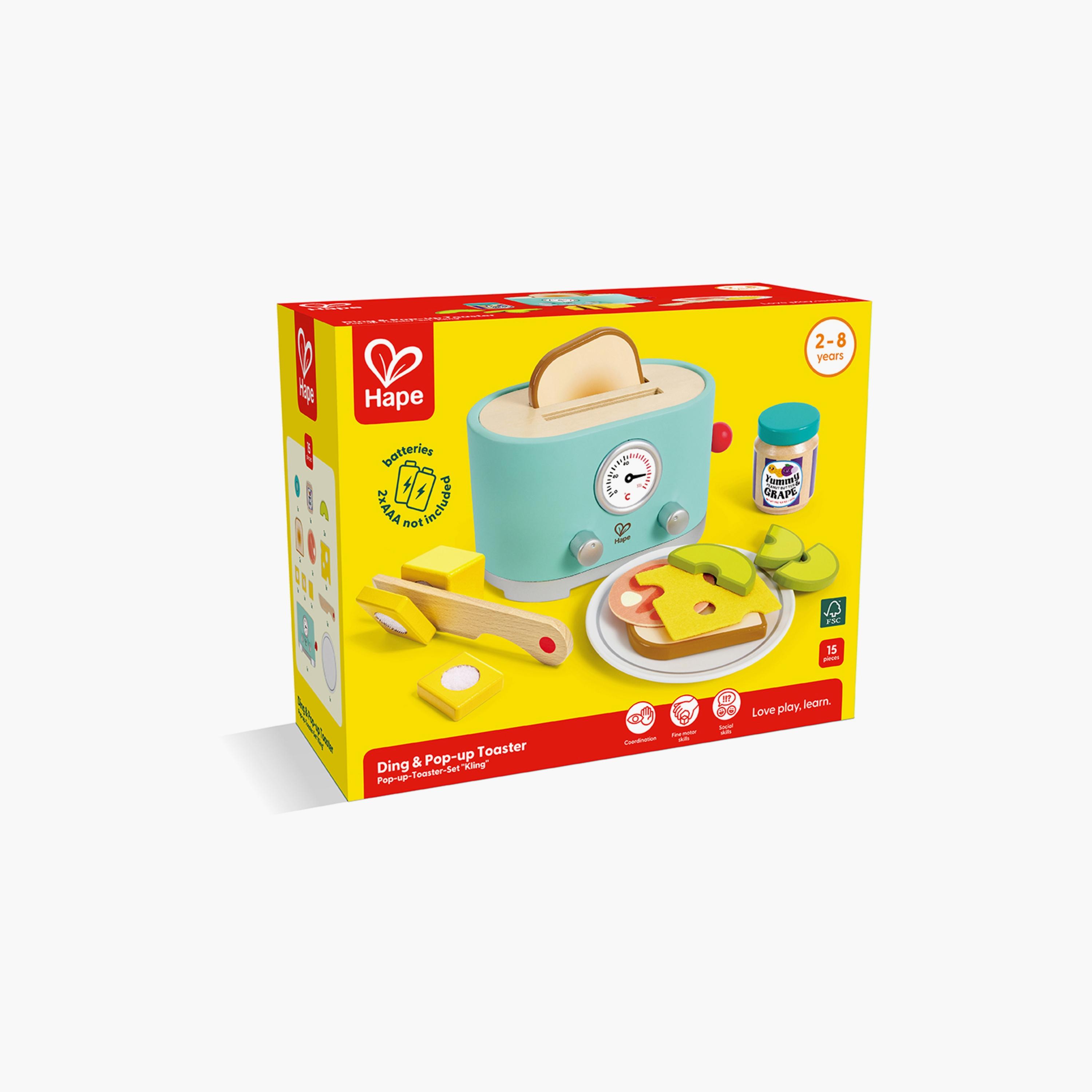 Hape 15-Piece Ding & Pop-up Toaster Wooden Playset with Accessories-toys-roleplay-playfoods-image-5