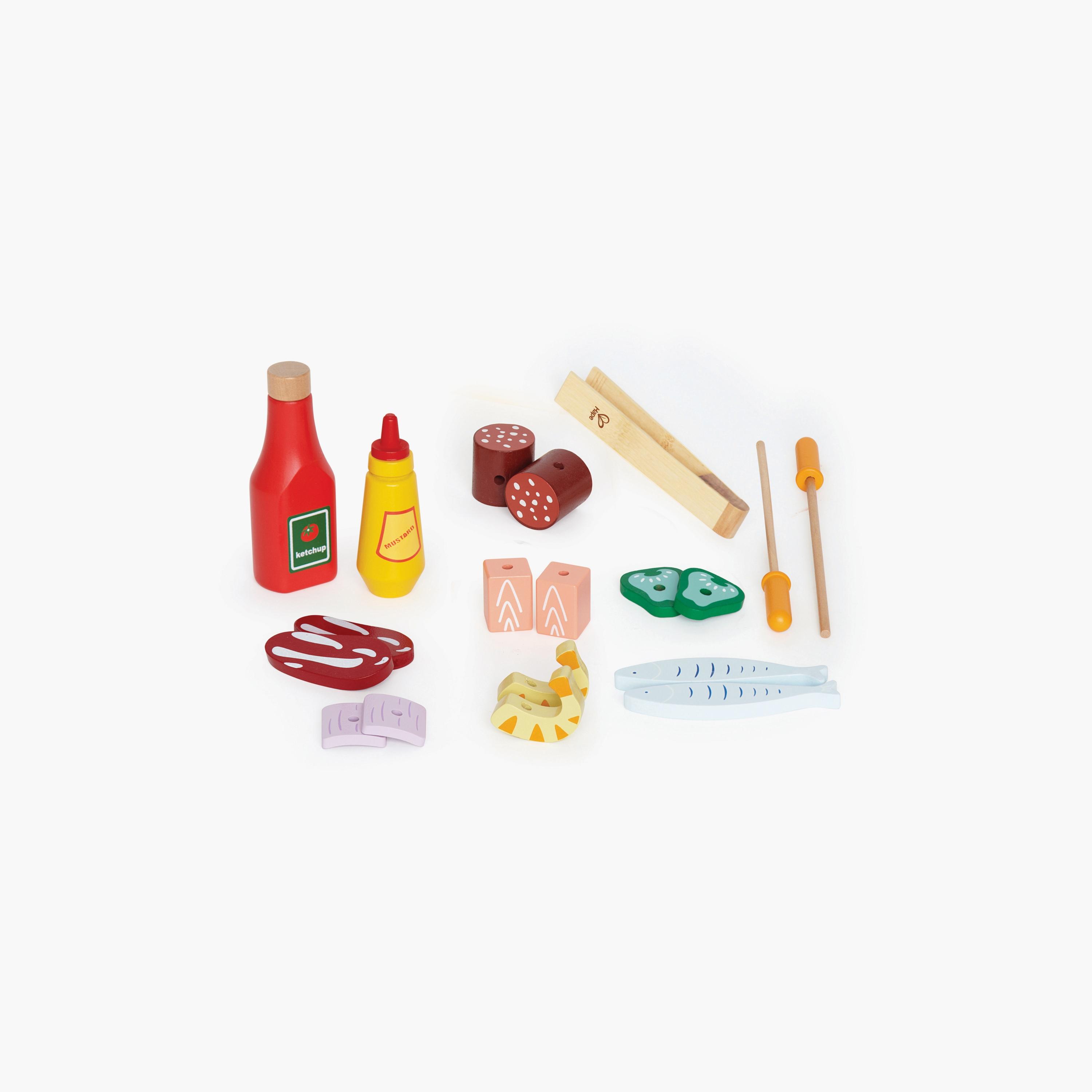 Hape Wooden Gourmet Grill with 22-Piece Food BBQ Kitchen Playset-toys-roleplay-playfoods-image-4