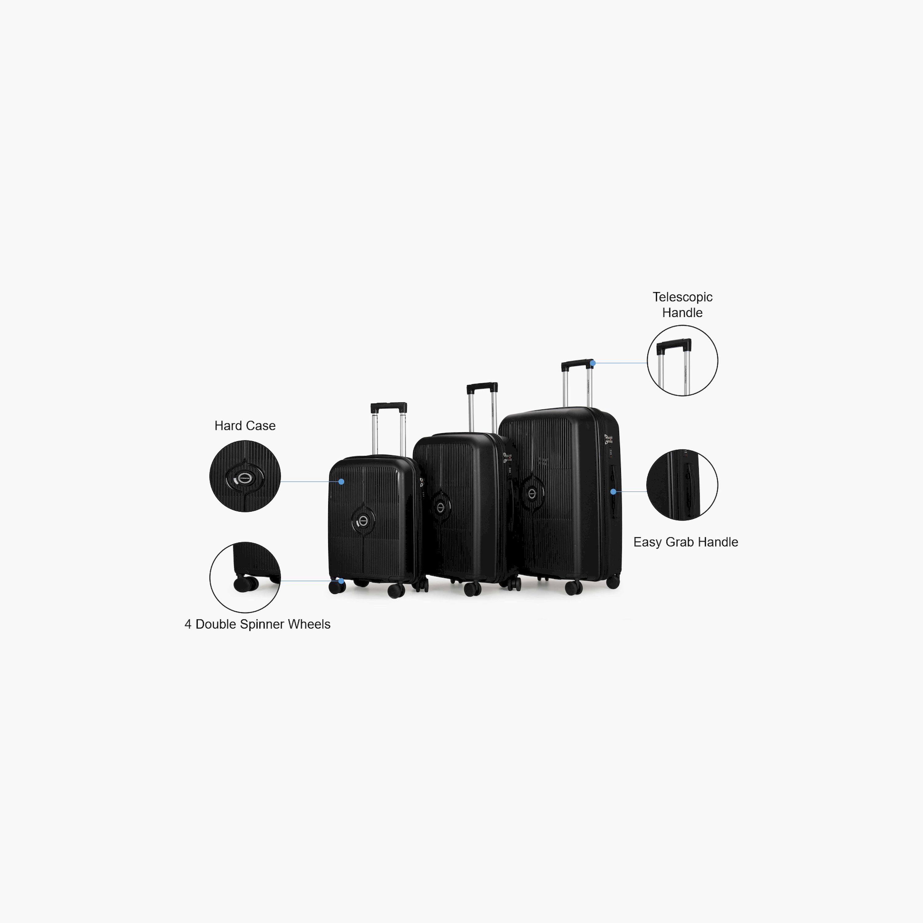 CabinPro Set of 3 Polypropylene Hard Sided 4-Wheeler Spinner Trolley Bag with Combination Lock | CP003-3-travel-luggagesandbags-luggage-image-2