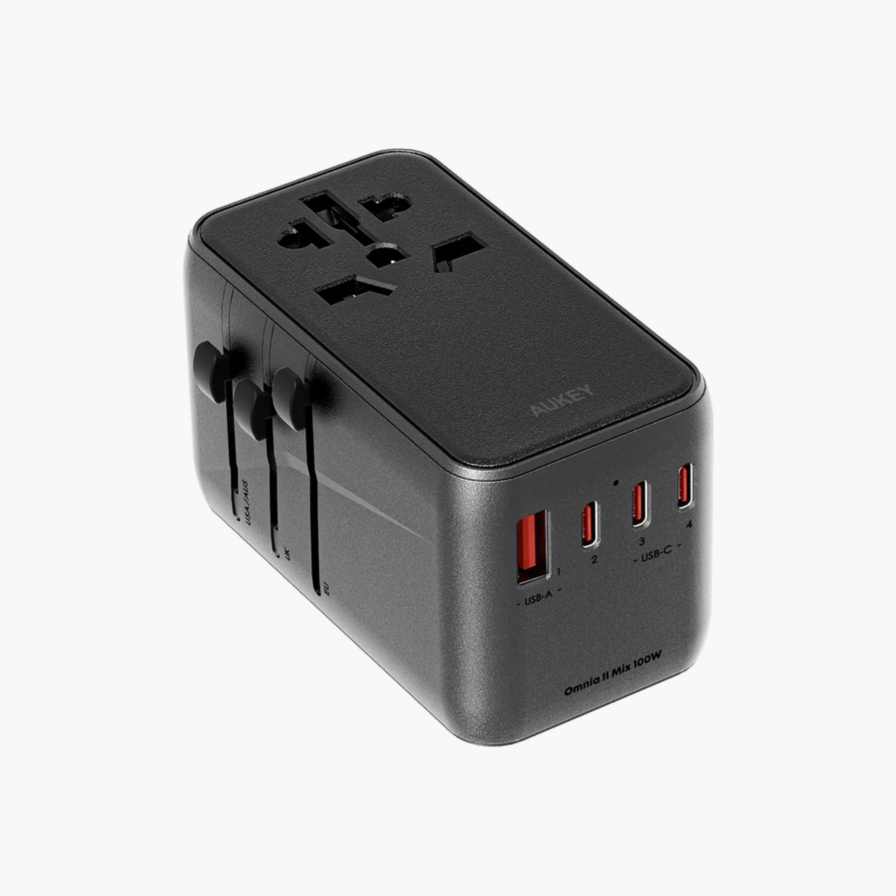 Aukey Universal Travel Adapter 100W With 3XUSB-C And 1XUSB-A Ports Black | PA-TA09-electronics-accessories-mobileaccesories-image-1