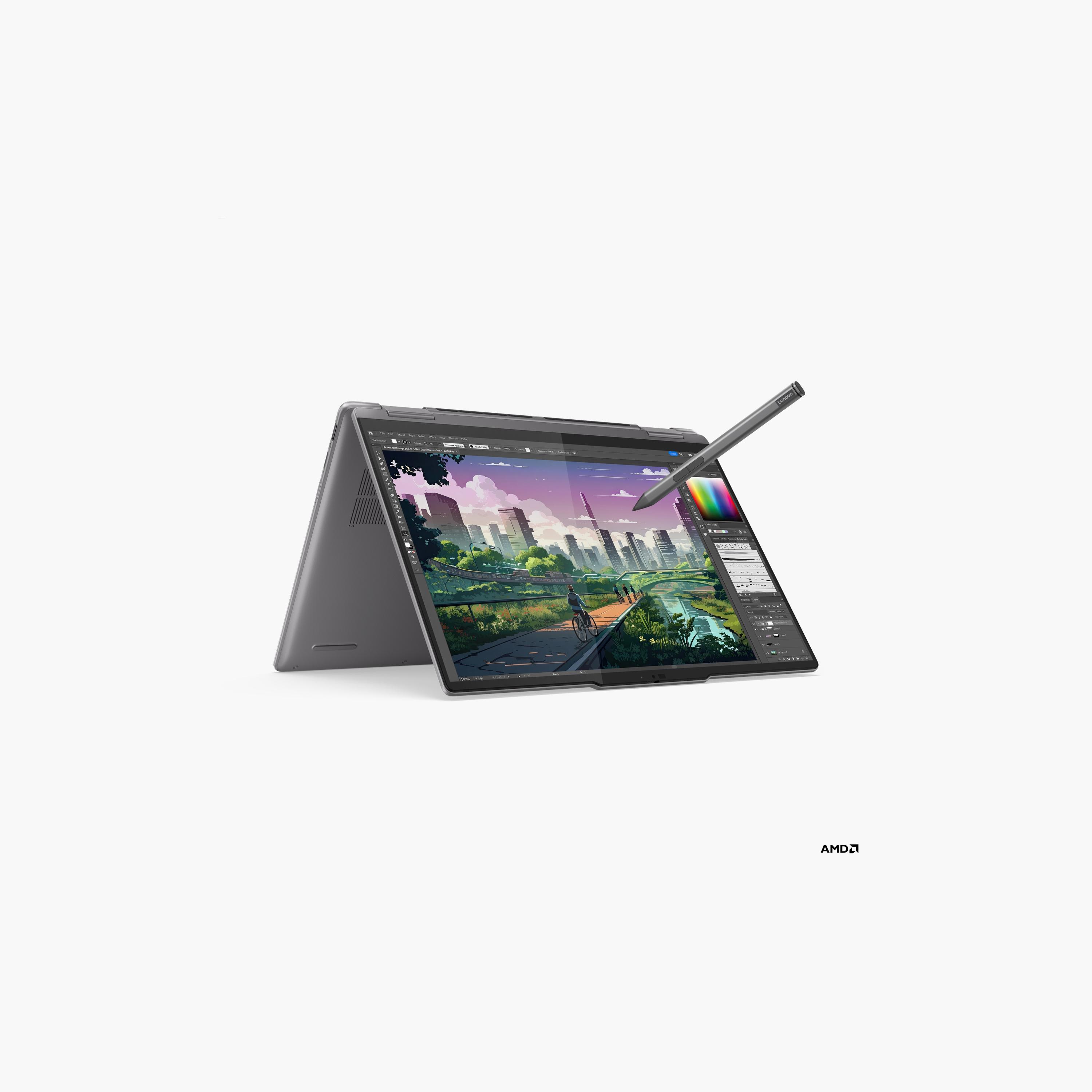لينوفو يوجا 7 AMD R7-8840HS RAM 16 ج قرص SSD 1 تيرا رسومات مشتركة 14" ووكسجا ويندوز 11 هوم رمادي-electronics-laptops-image-1
