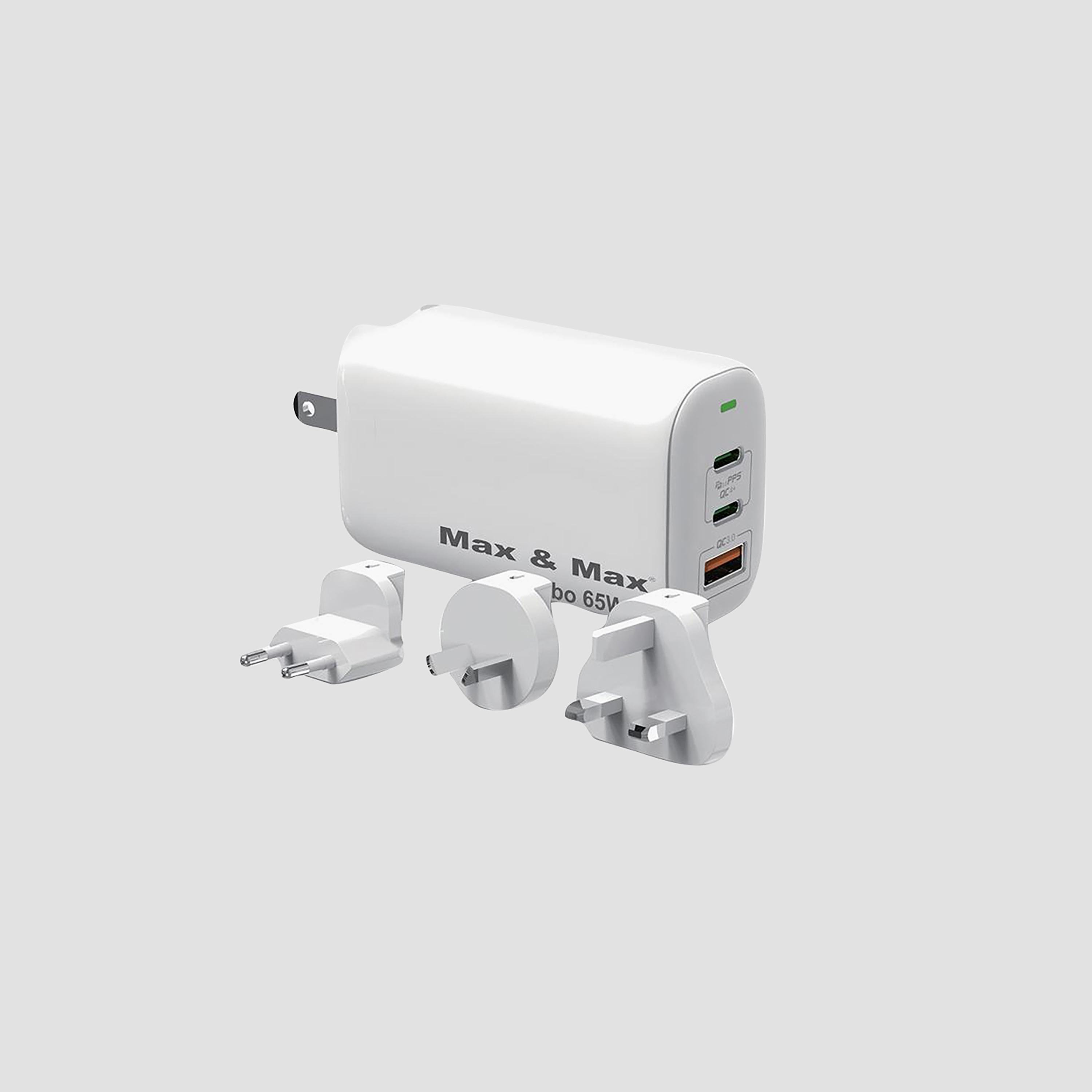شاحن حائط ماكس آند ماكس سمارت بريميوم ثلاثي المنافذ بقوة 65 وات | MXMC65W-electronics-accessories-mobileaccesories-image-1