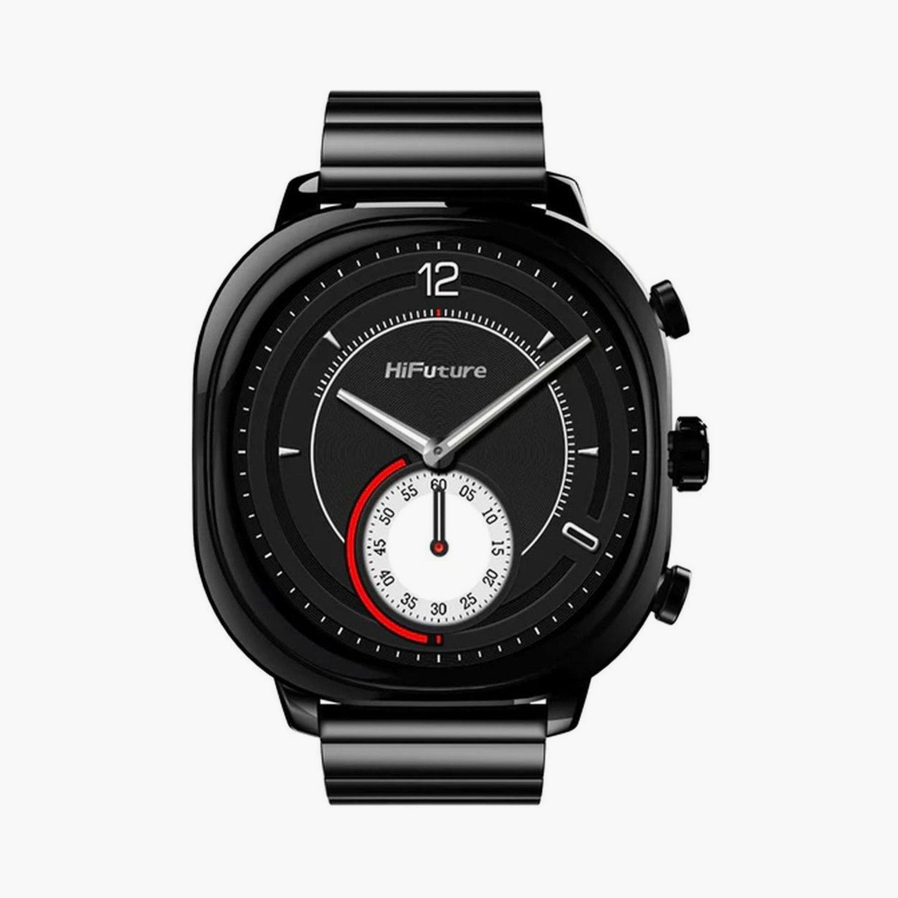 HiFuture Amoled Stainless Steel Wireless Calling Smartwatch Black | AIX-electronics-smartwatches-image-1