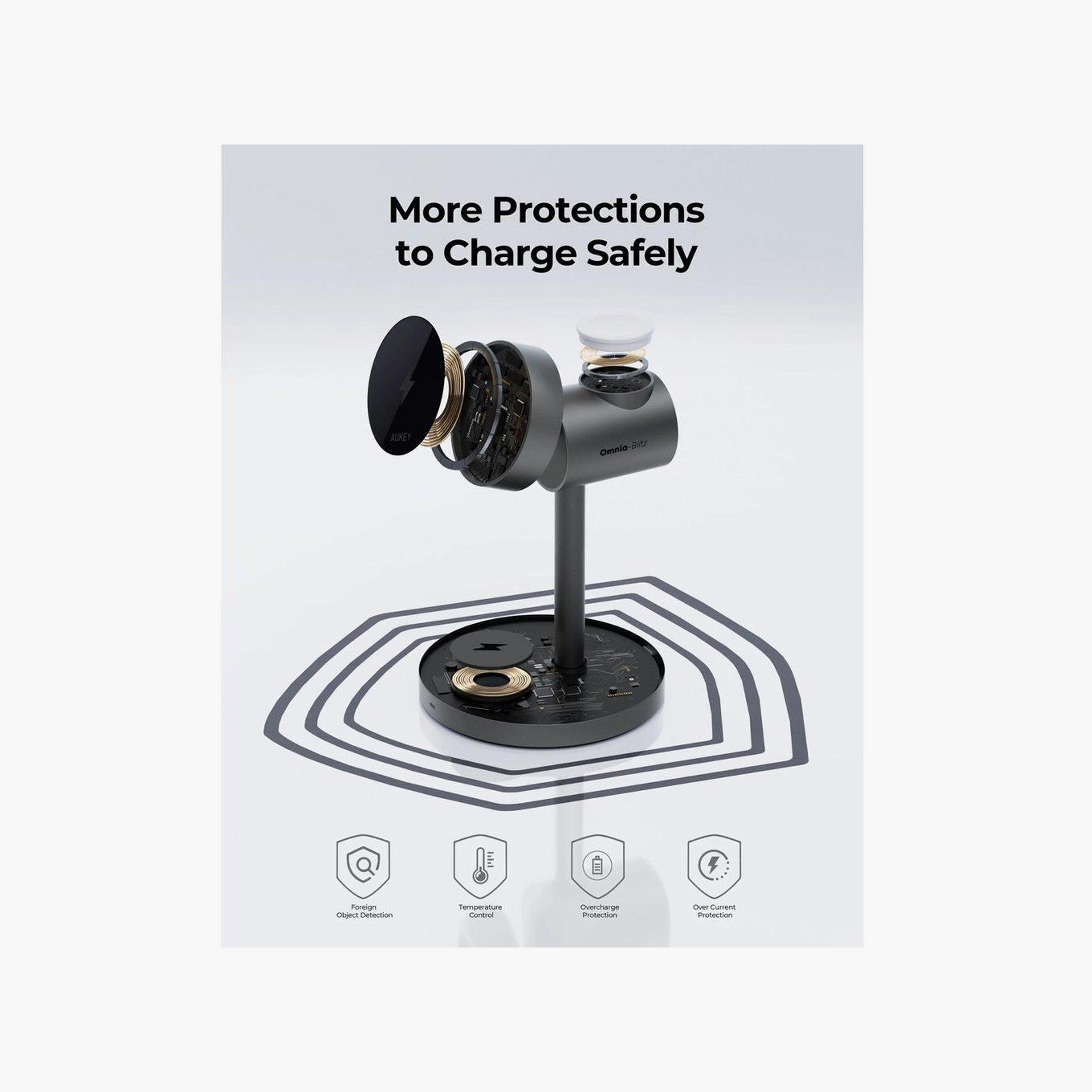 شاحن لاسلكي مغناطيسي 3 في 1 من أوكي - رمادي | LC-MC311-GY-electronics-accessories-mobileaccesories-image-2