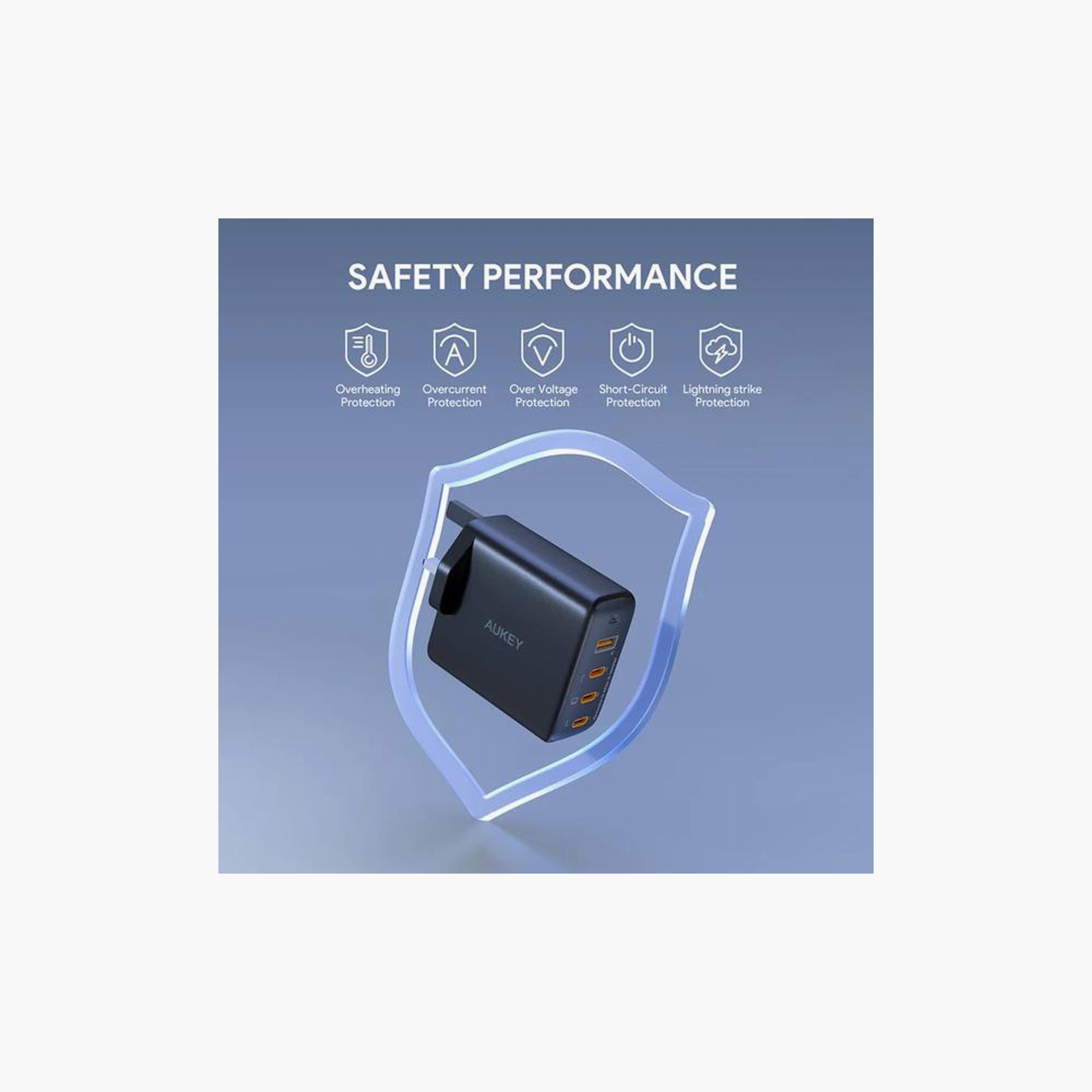 شاحن حائط أوكي بأربعة منافذ GaN بقوة 100 واط، أسود | PA-B7S أسود-electronics-accessories-mobileaccesories-image-4