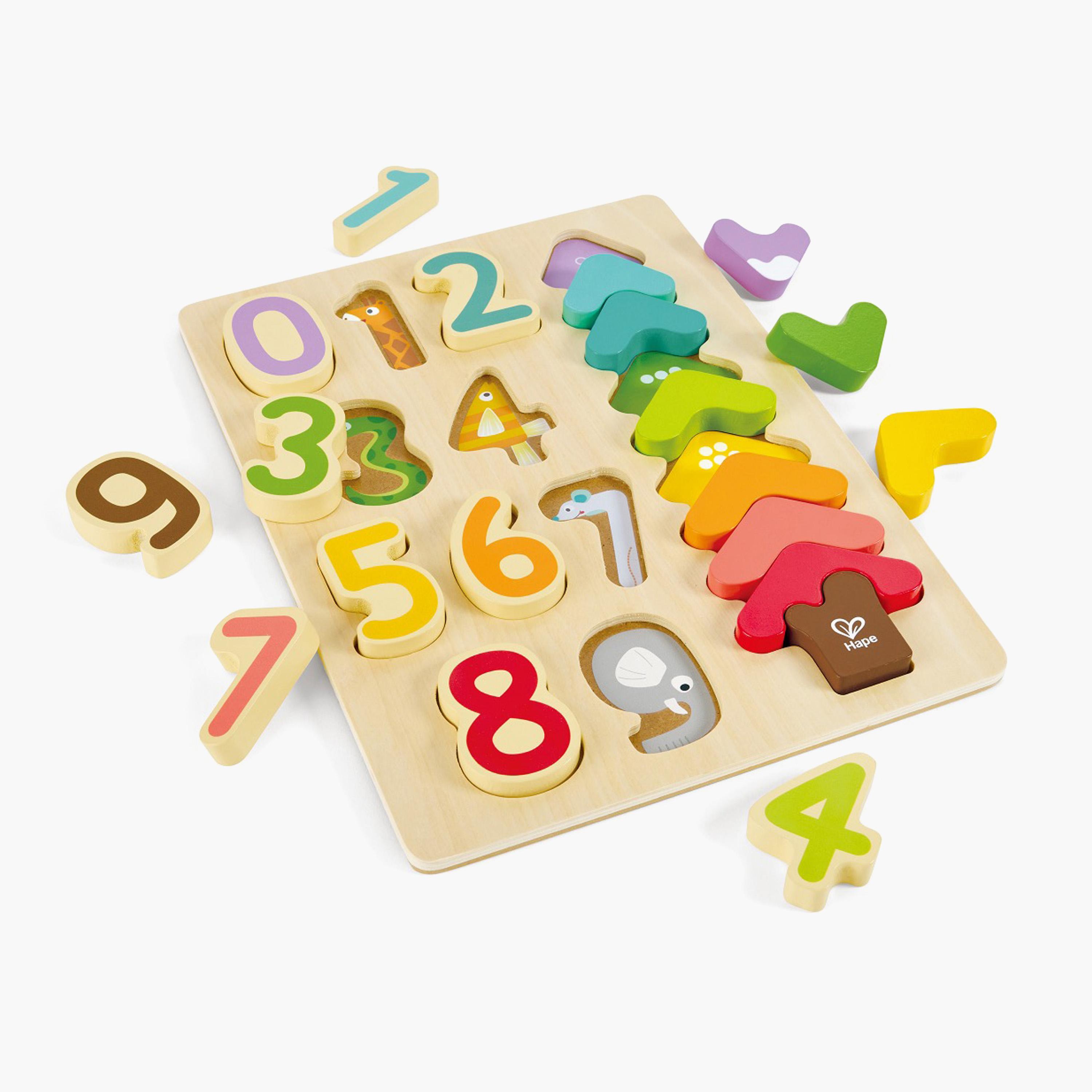 HAPE 21-Piece Colours and Numbers Educational Wooden Puzzle