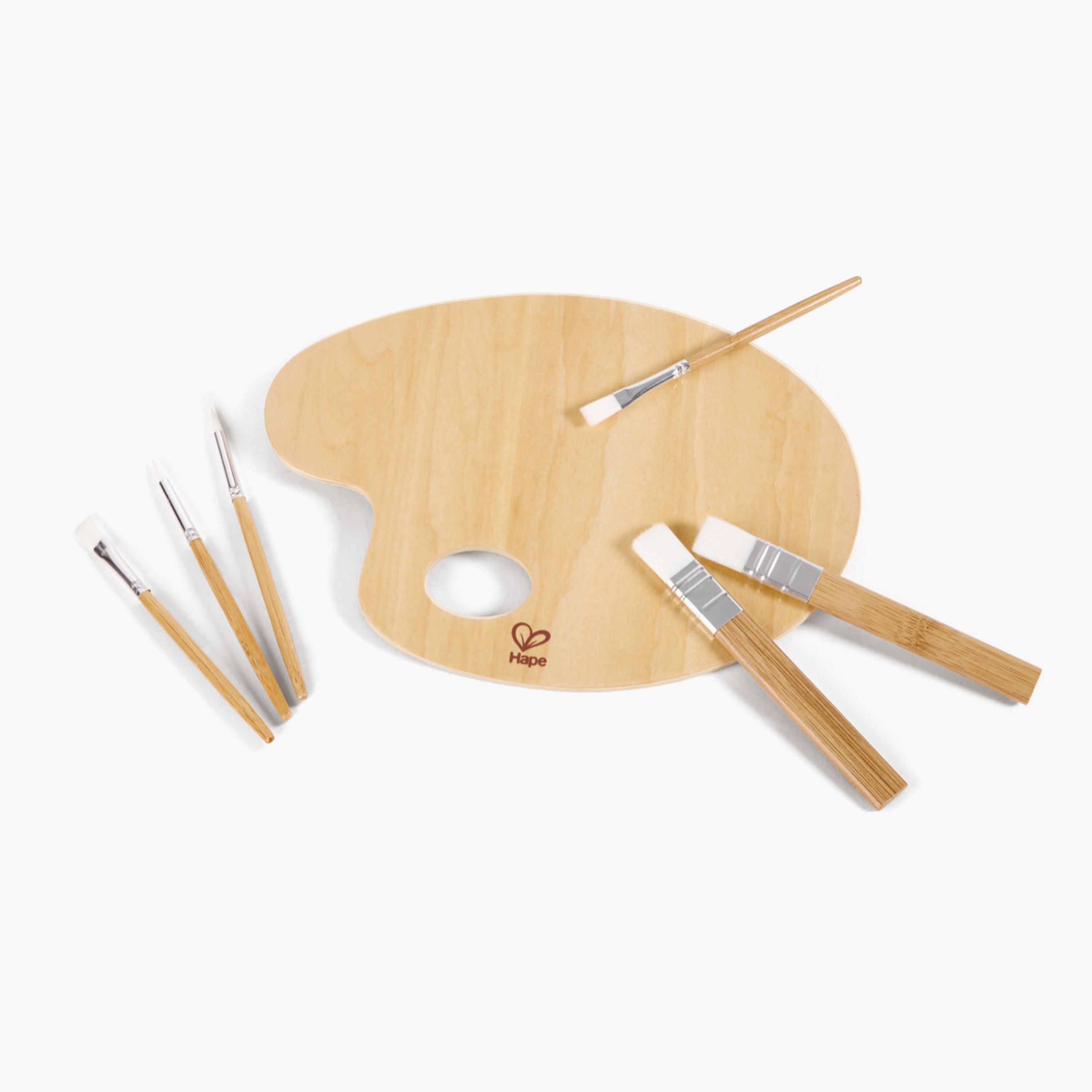 HAPE 7-Piece Bamboo Art Palette and Brush Kit