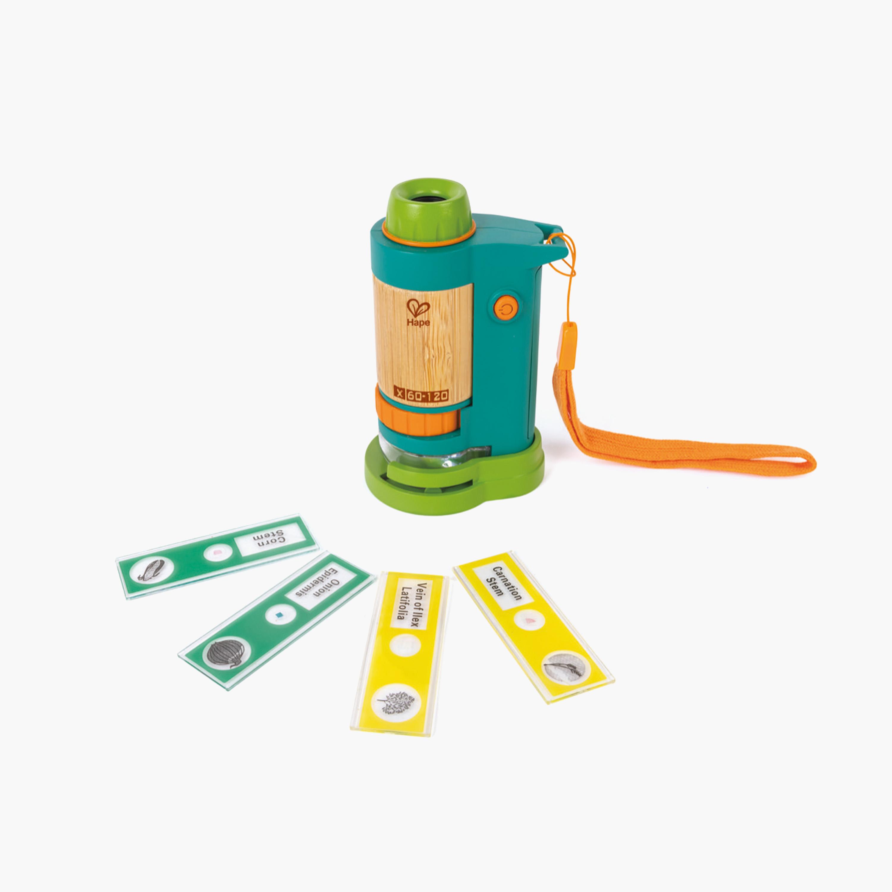 HAPE Nature Fun 6-Piece Bamboo Field Microscope and Accessory Set