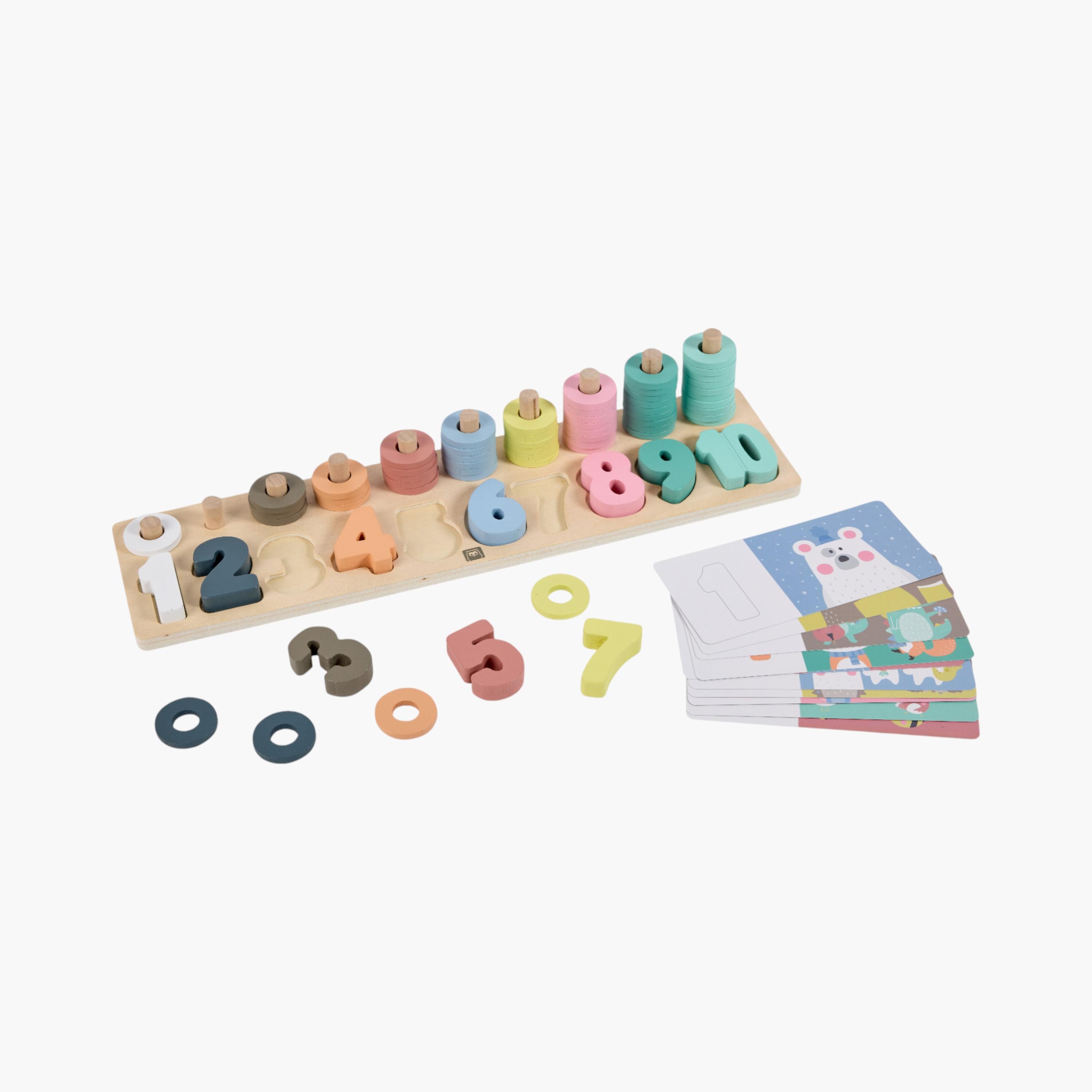Eurekakids Wooden Numbers Puzzle with Activity Cards