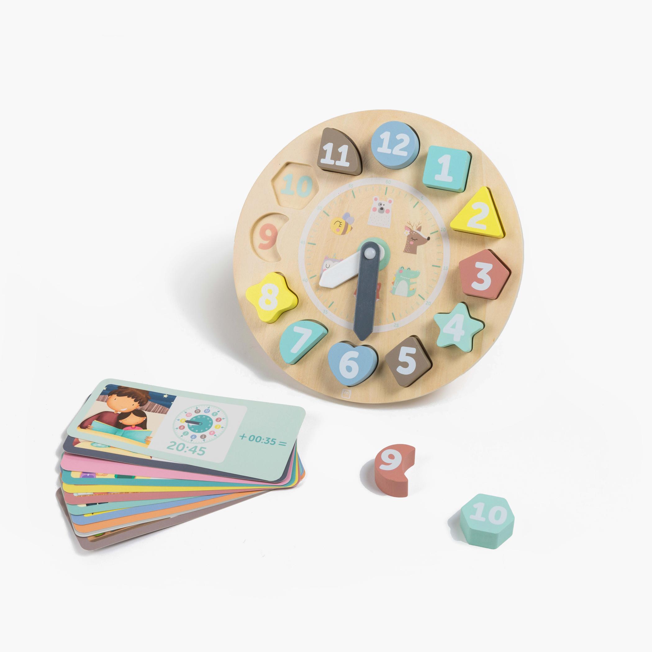 Eurekakids Wooden Clock Puzzle with Activity Cards