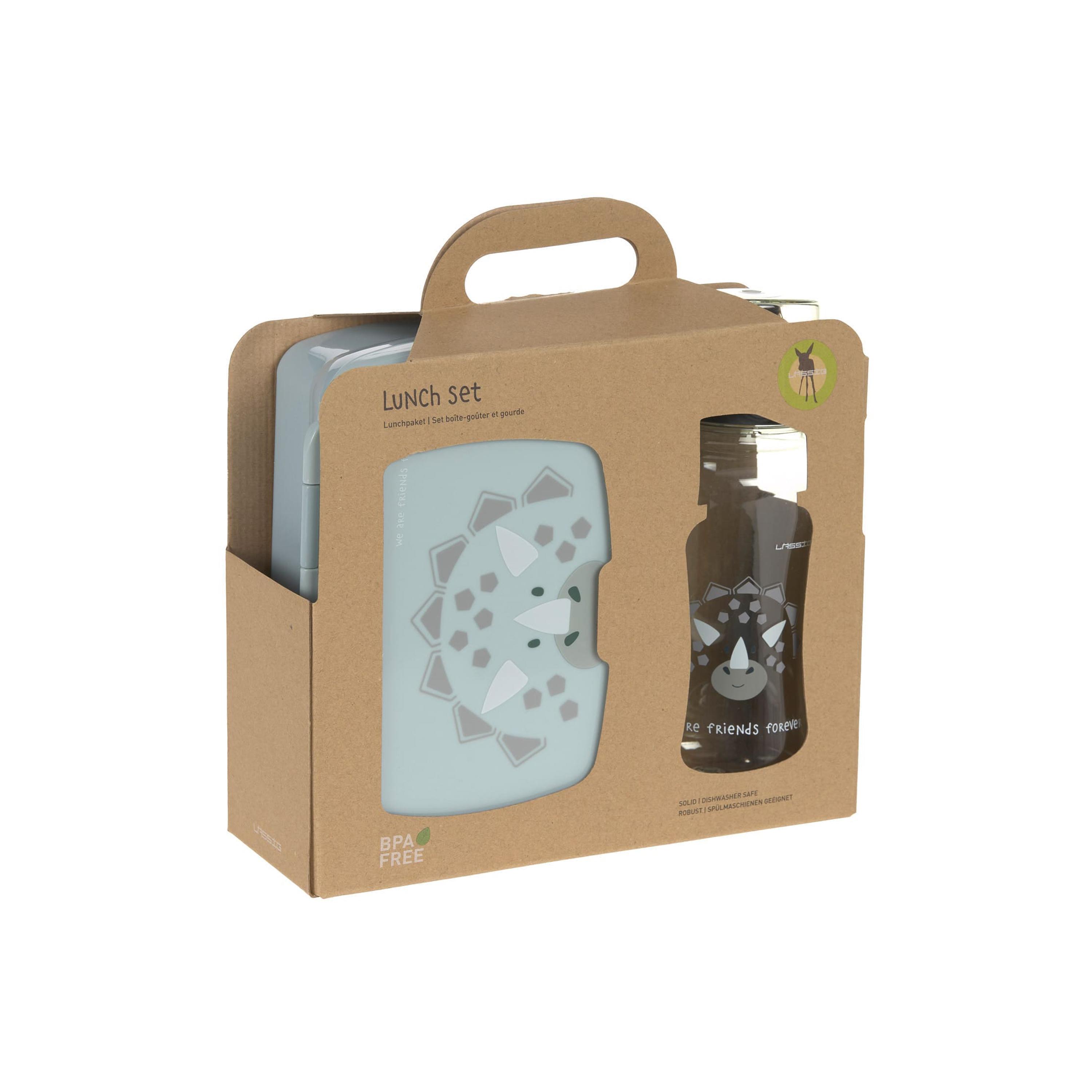 LASSIG About Friends Lunchbox with Drinking Bottle Set - Dino - Green-school-lunchessentials-sets-image-3