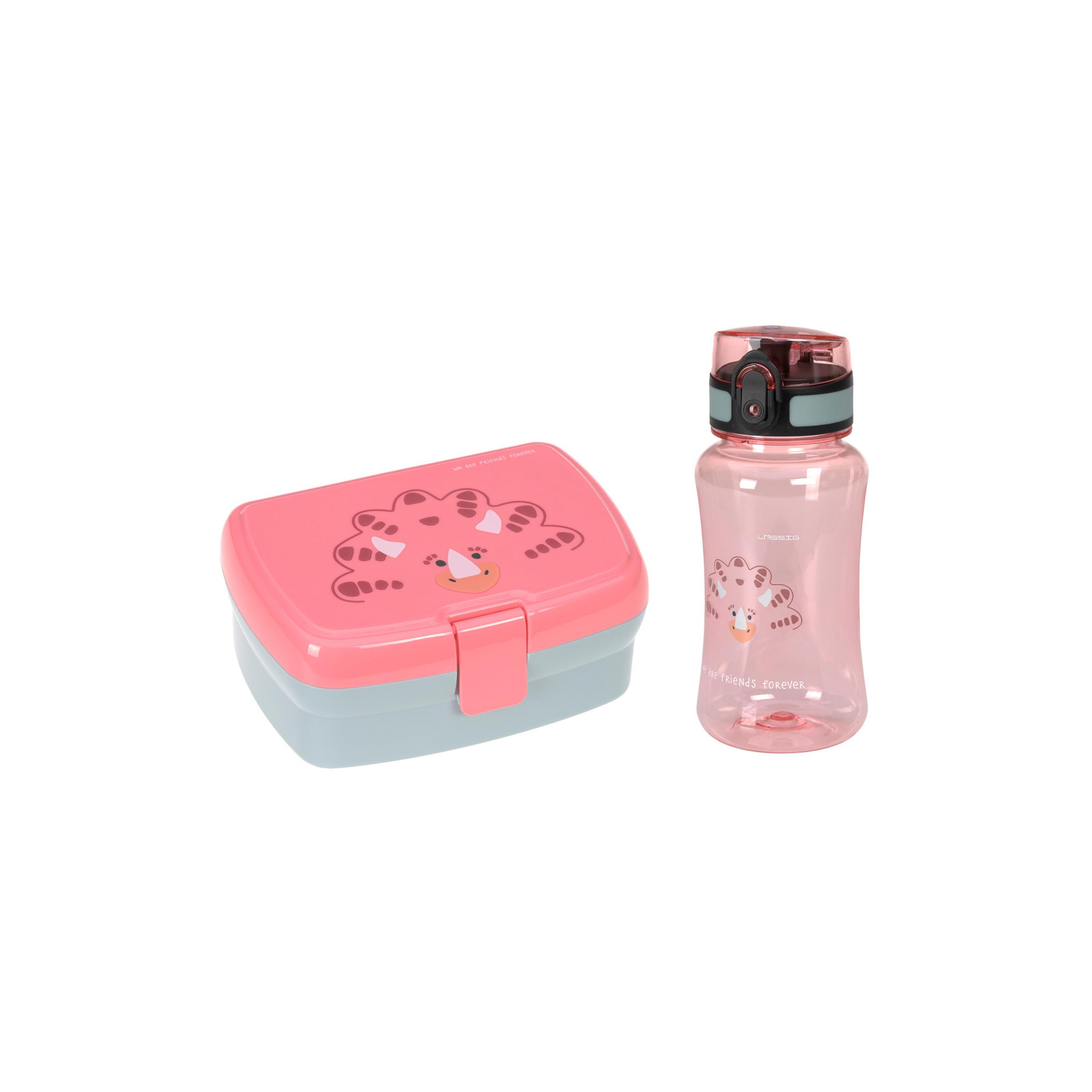 LASSIG About Friends Lunchbox with Drinking Bottle Set - Dino - Rose-school-lunchessentials-sets-image-1