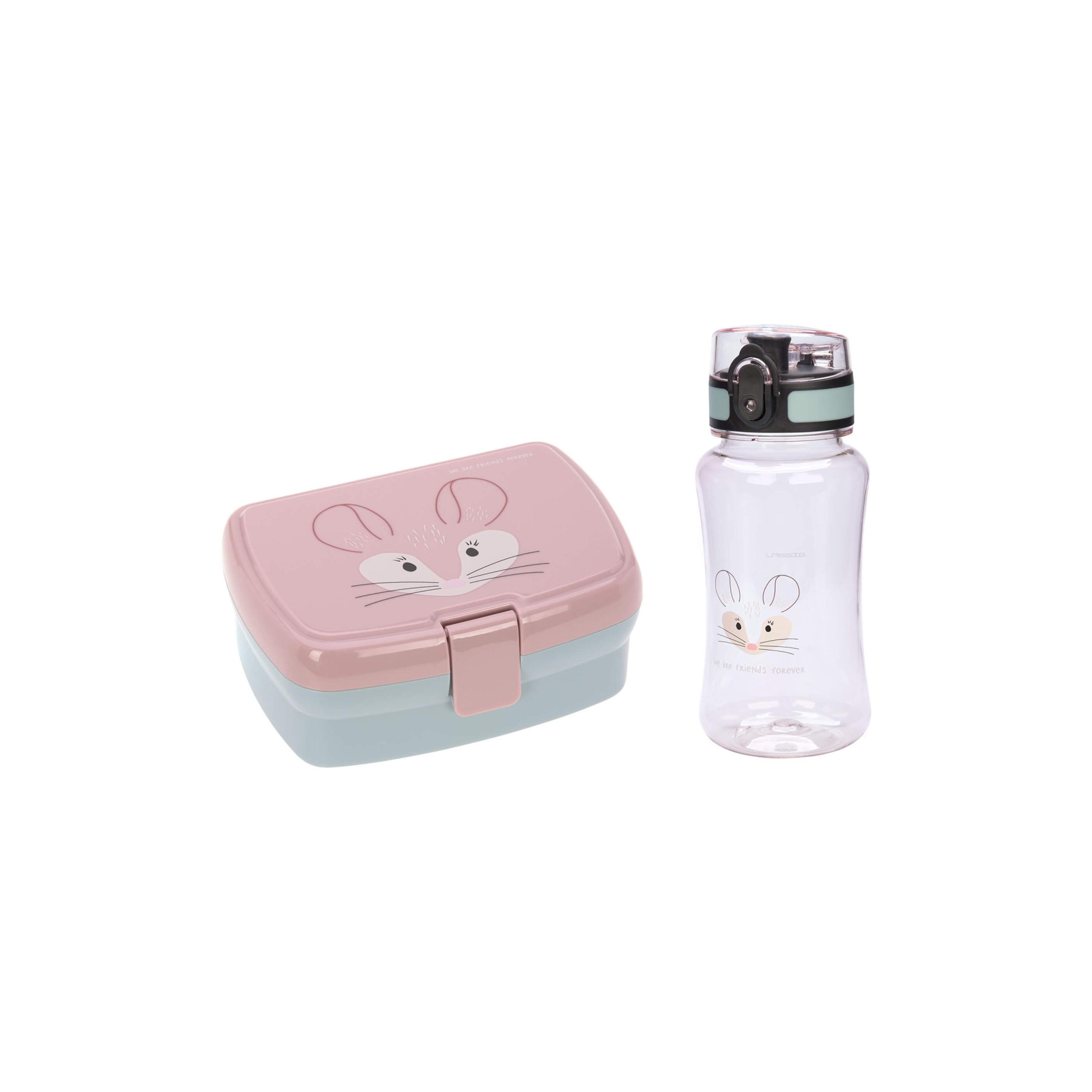 LASSIG About Friends Lunchbox with Drinking Bottle Set - Chinchilla-school-lunchessentials-sets-image-1