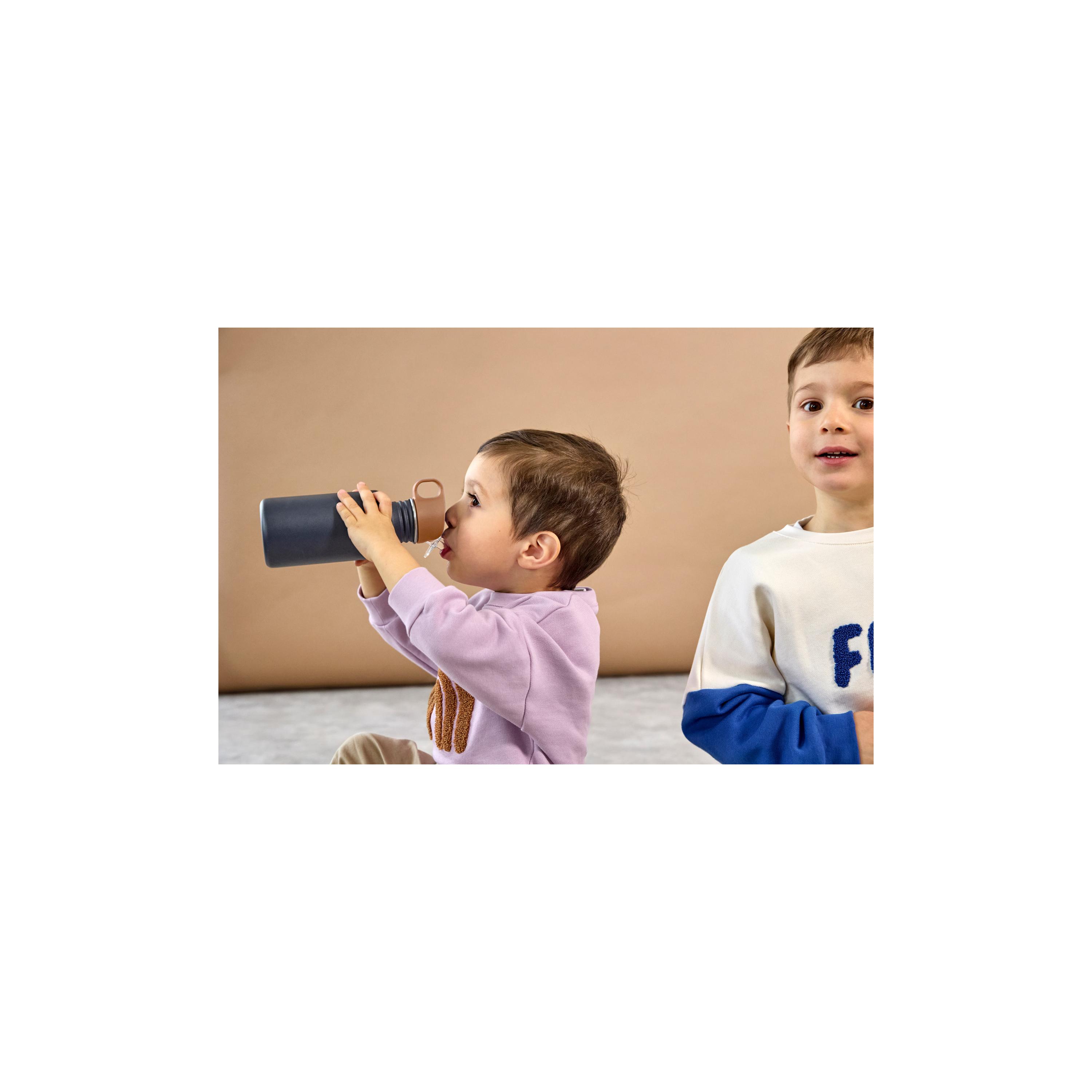 LASSIG Little Gang Stainless Steel Drinking Bottle - Smile - Navy-school-waterbottles-image-4
