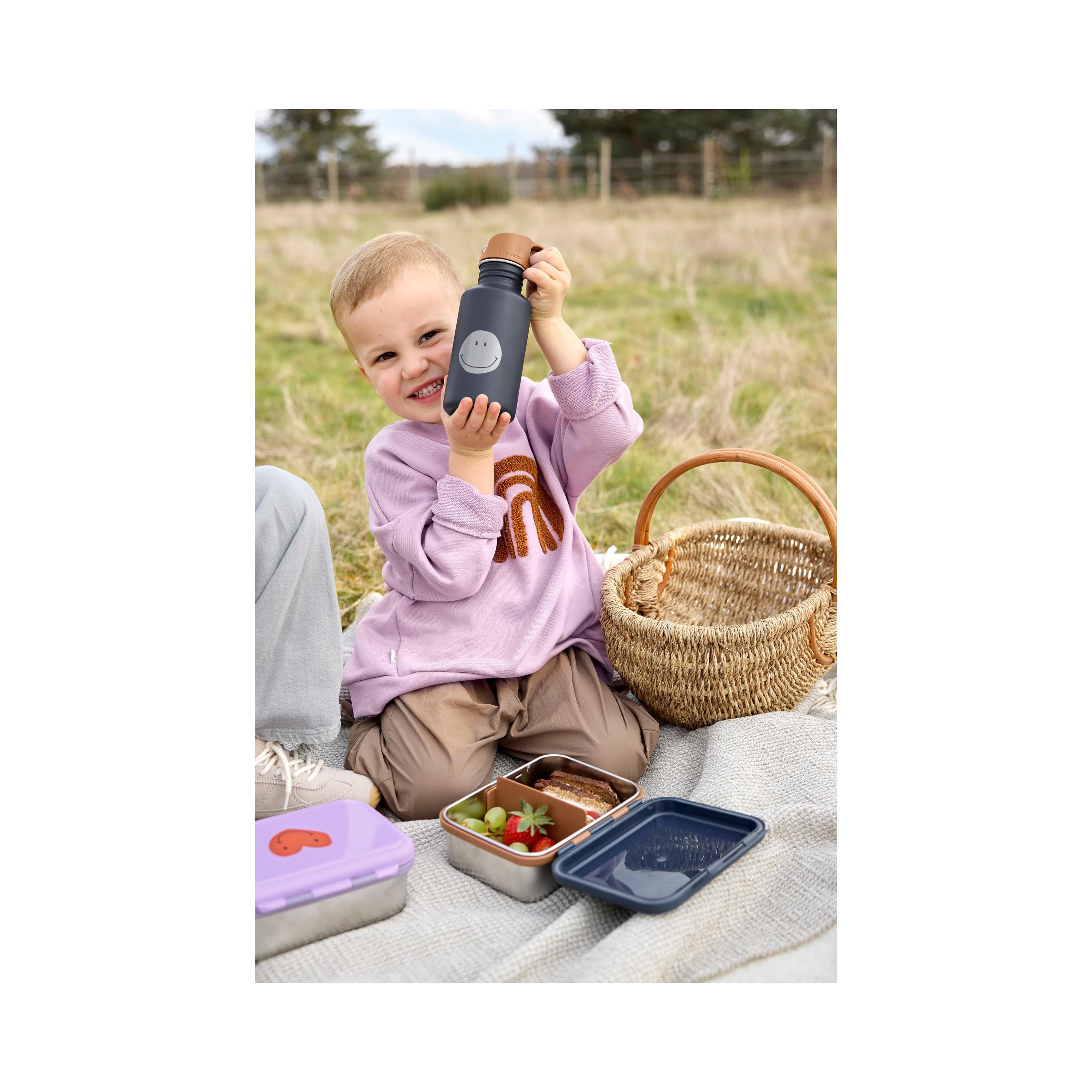 LASSIG Little Gang Stainless Steel Drinking Bottle - Smile - Navy-school-waterbottles-image-5