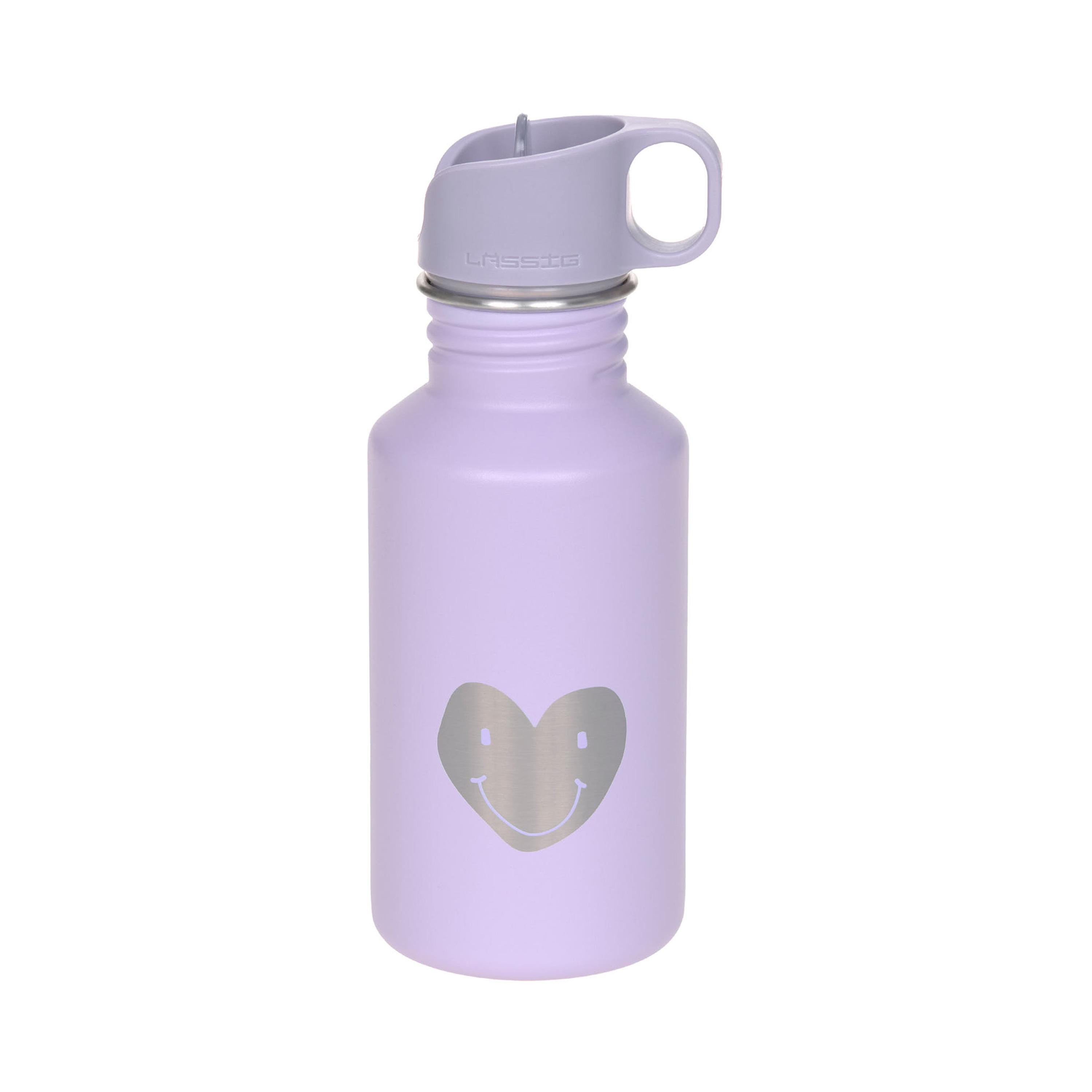 LASSIG Little Gang Stainless Steel Drinking Bottle - Heart - Lilac-school-waterbottles-image-1