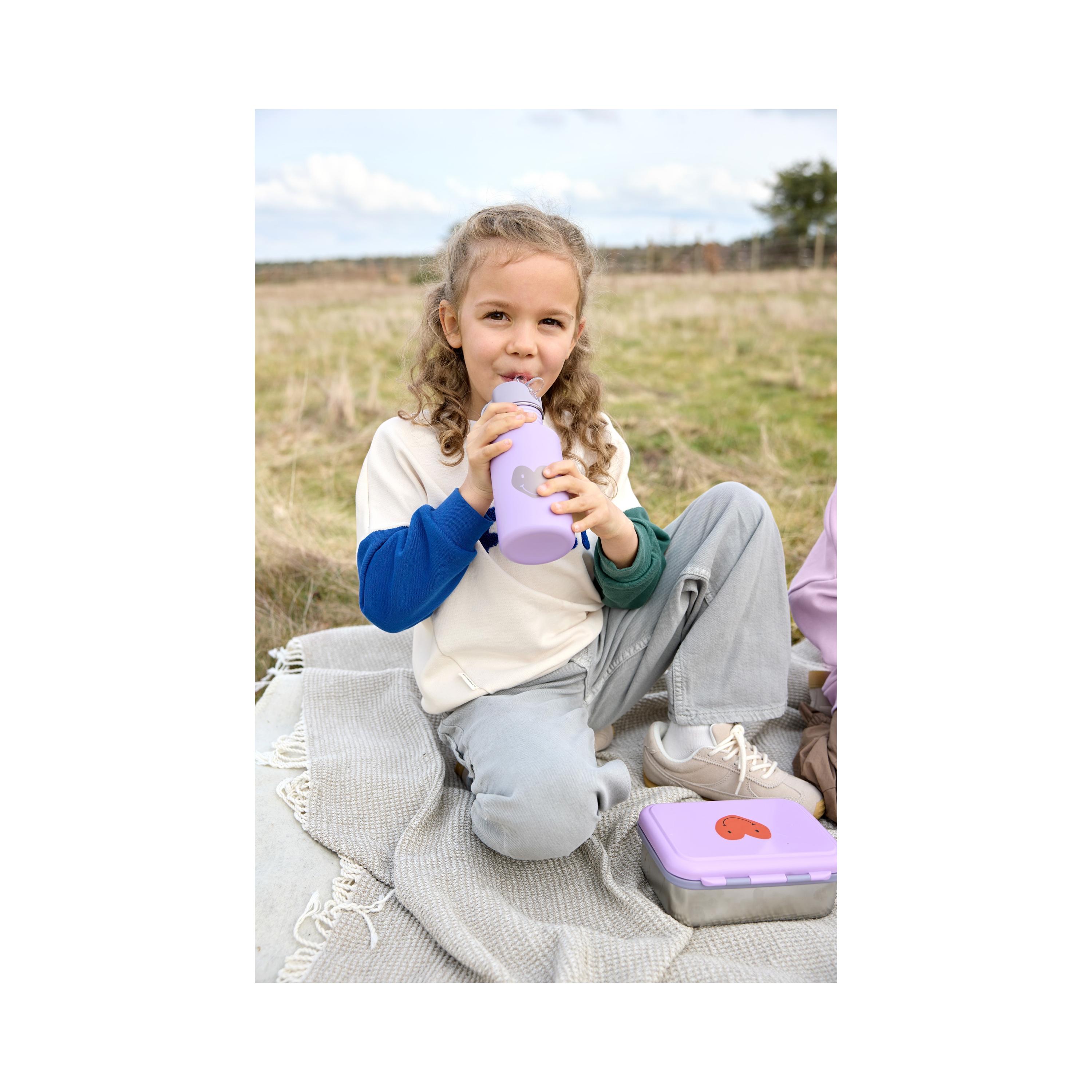 LASSIG Little Gang Stainless Steel Drinking Bottle - Heart - Lilac-school-waterbottles-image-5