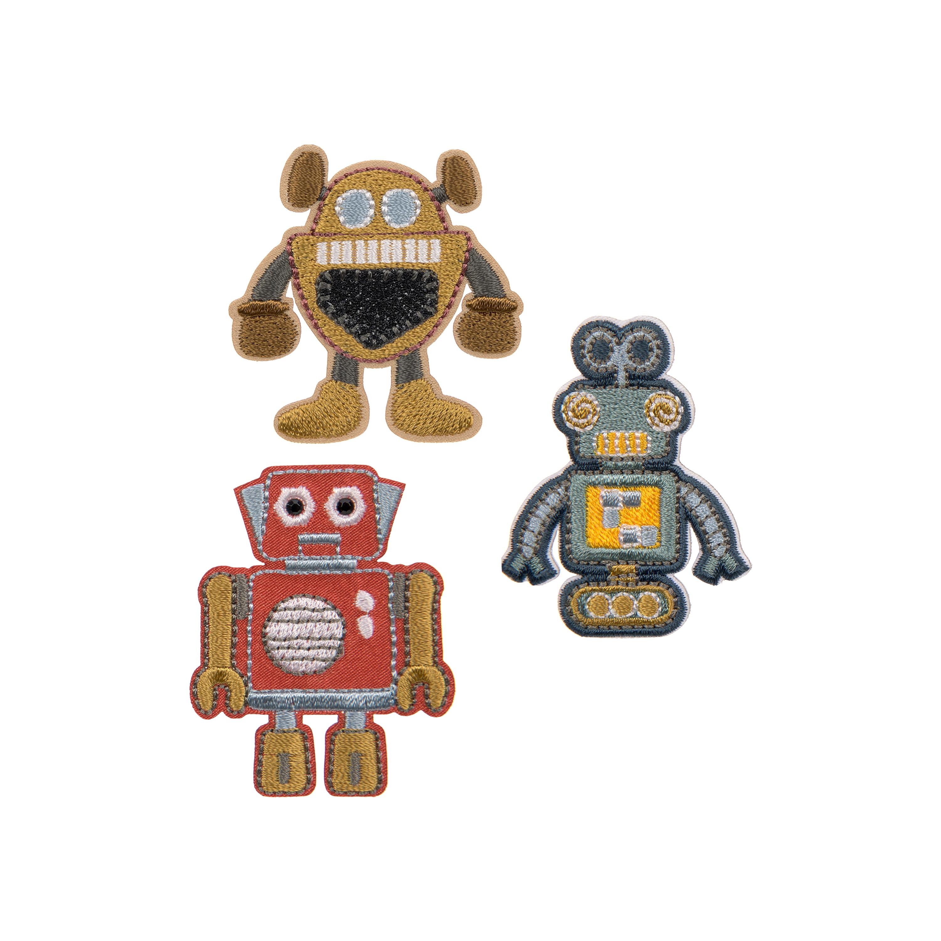 LASSIG 3-Piece Textile Woven Self-Adhesive Sticker Set - Robots-school-artsandcrafts-image-1