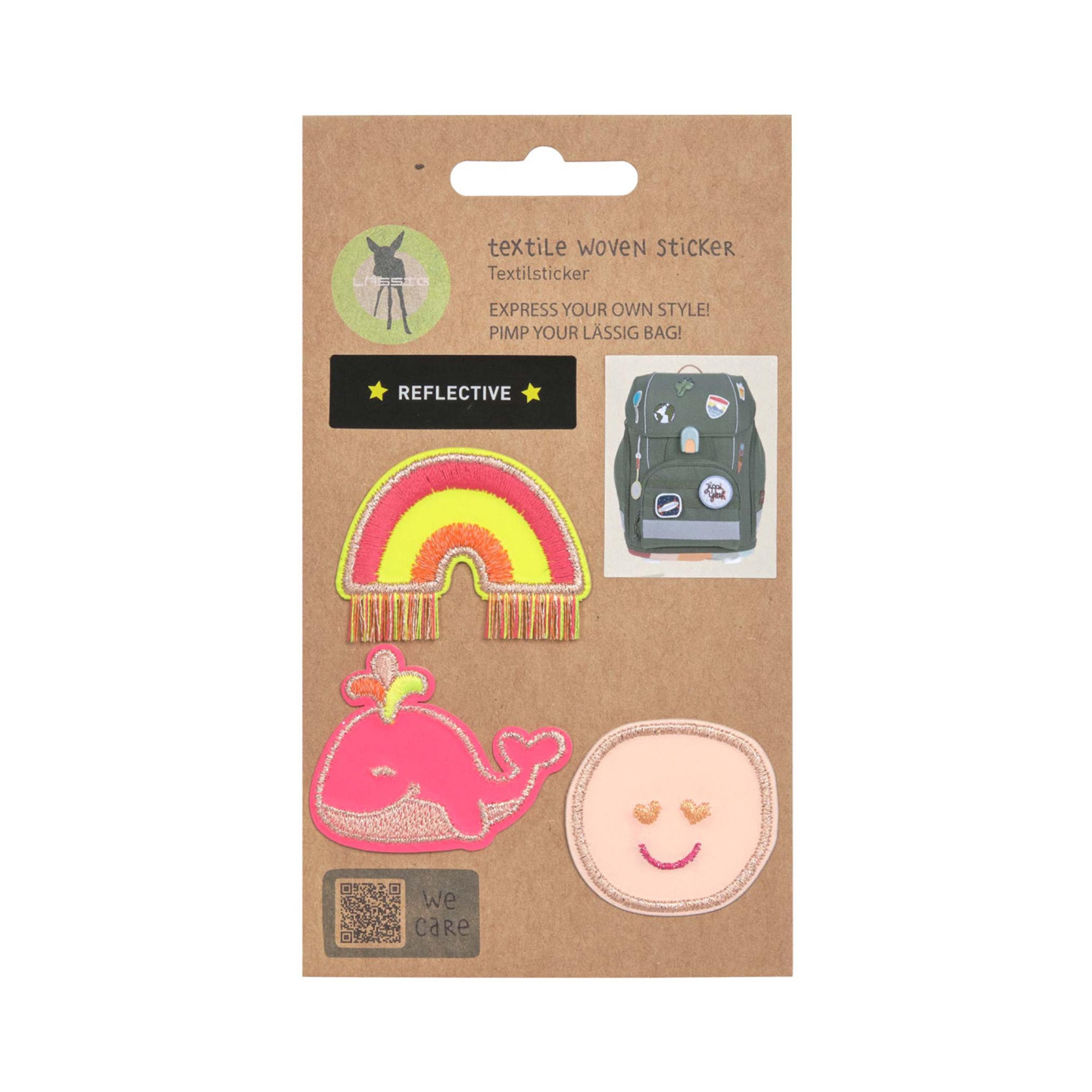 LASSIG 3-Piece Textile Woven Self-Adhesive Sticker Set - Whale - Pink-school-artsandcrafts-image-5