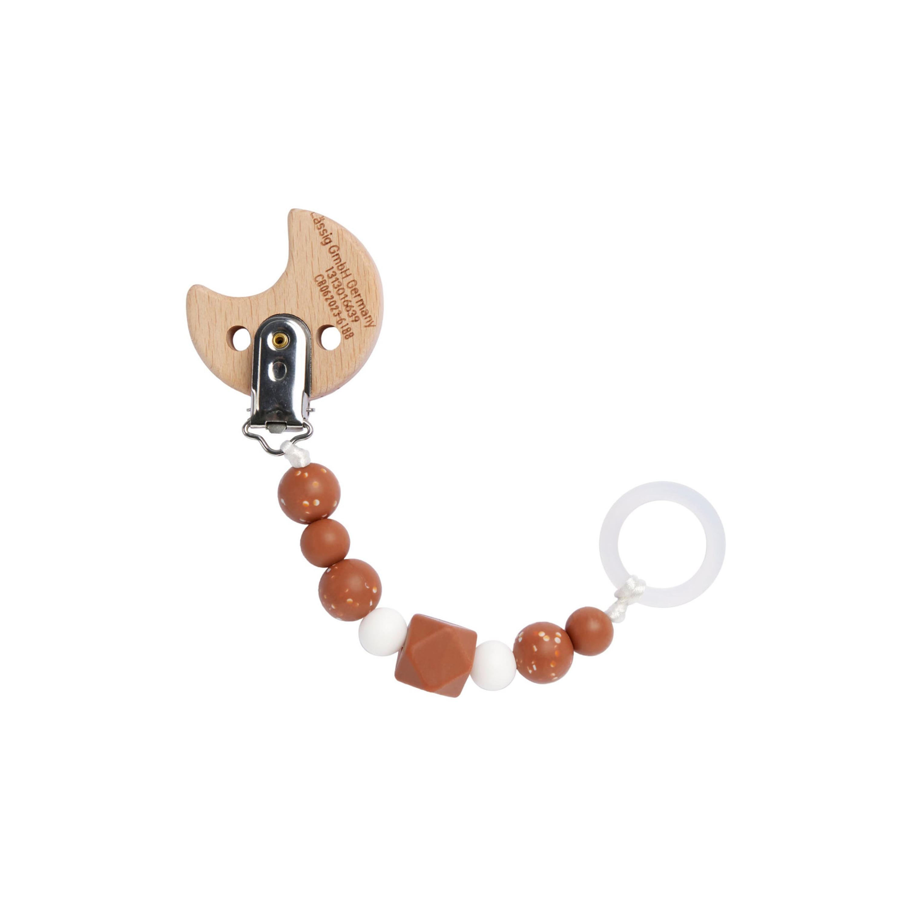 LASSIG Little Universe Soother Holder - Moon - Rust-baby-feeding-pacifiers-image-1