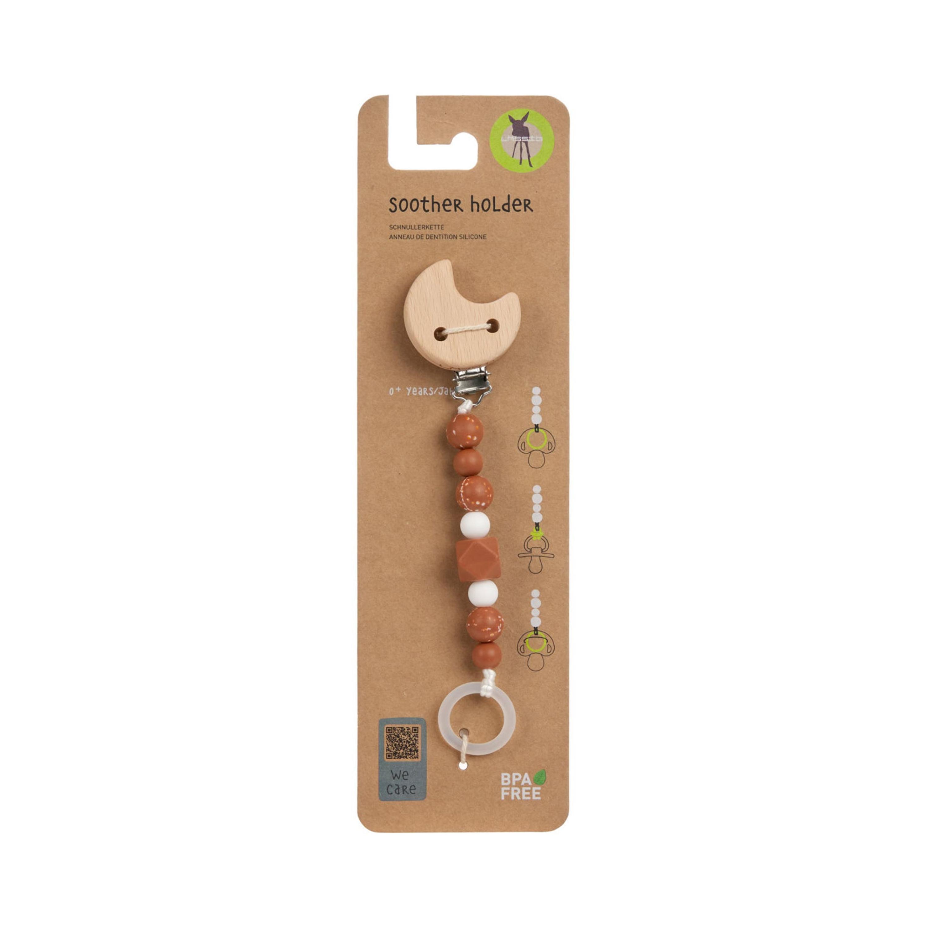 LASSIG Little Universe Soother Holder - Moon - Rust-baby-feeding-pacifiers-image-4