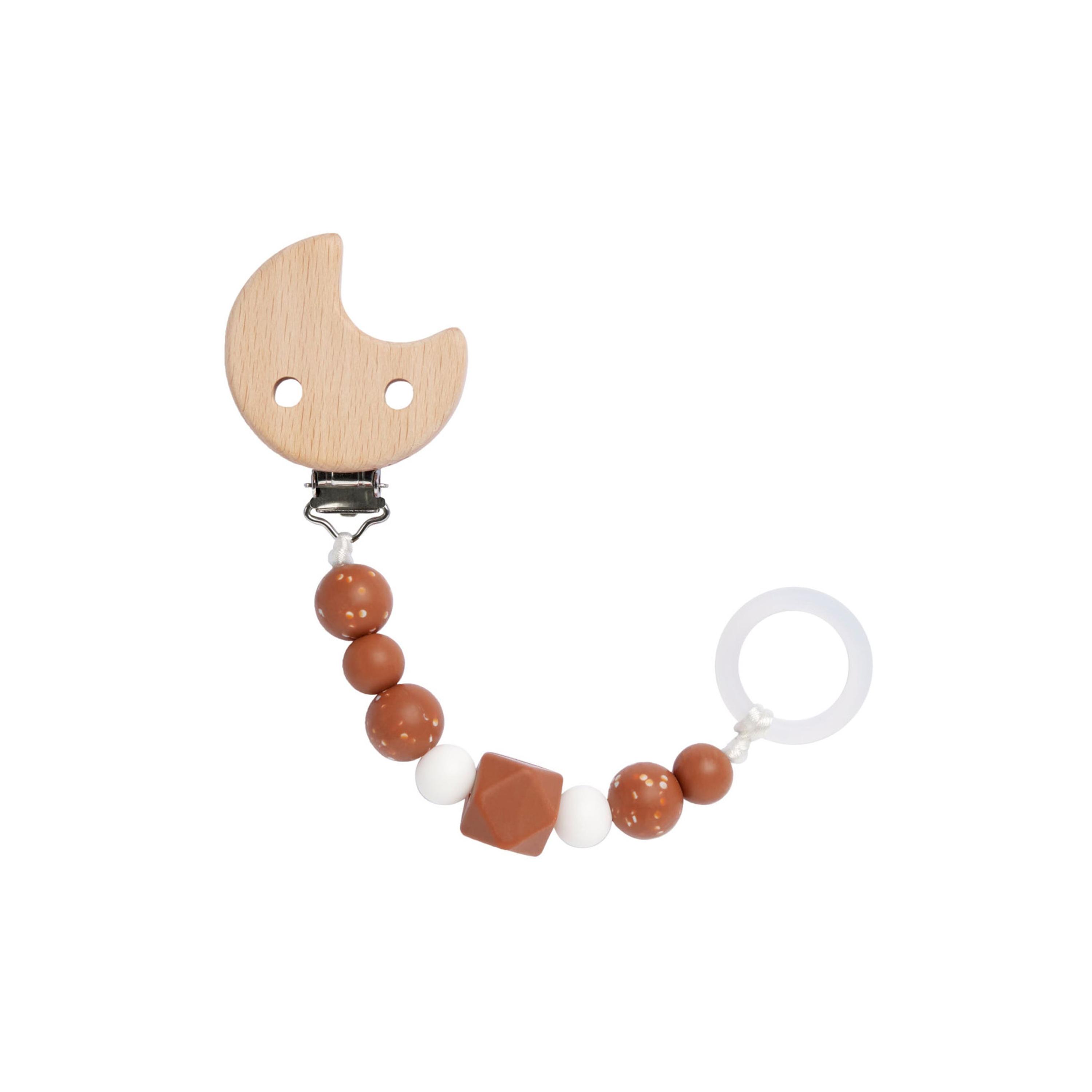 LASSIG Little Universe Soother Holder - Moon - Rust-baby-feeding-pacifiers-image-5