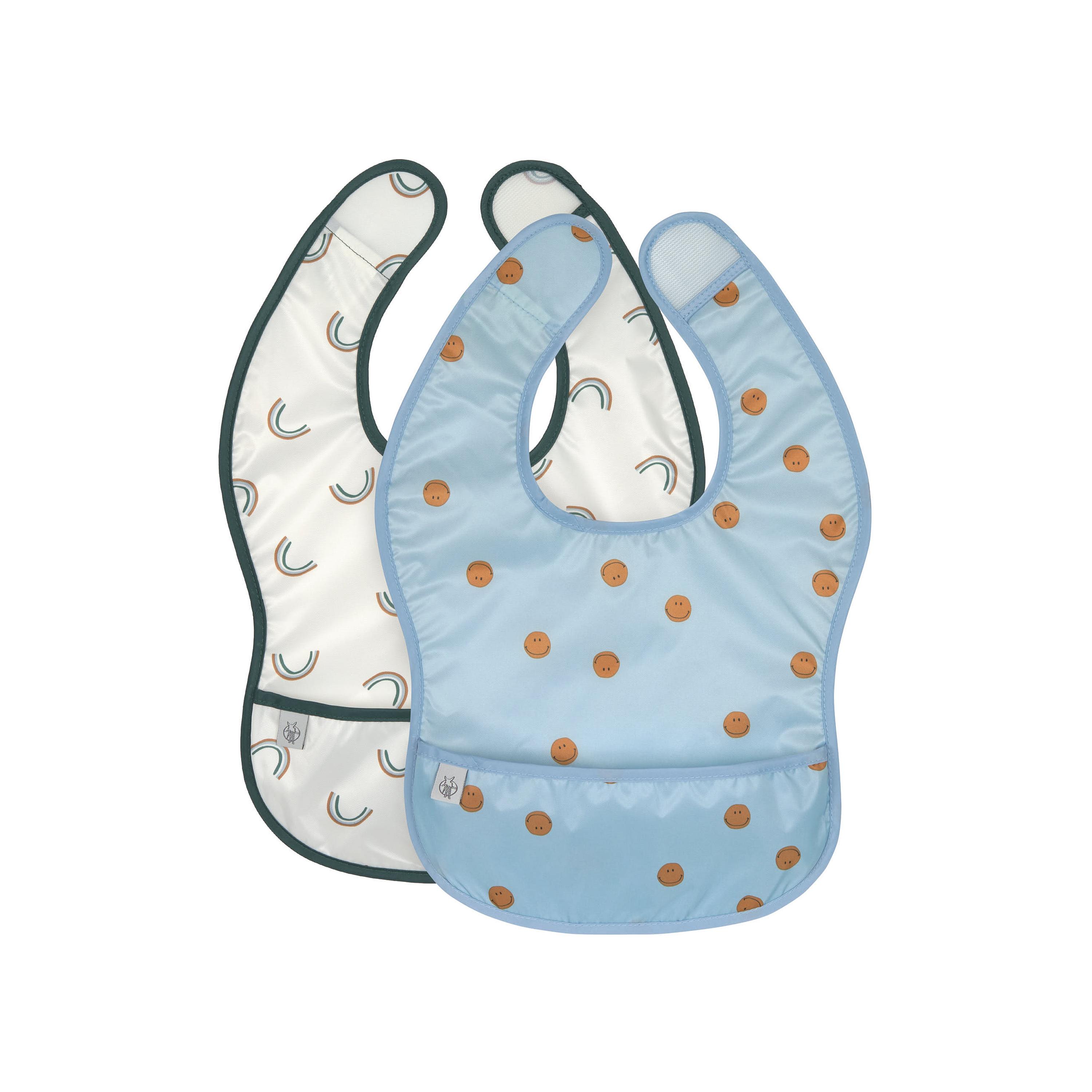 مريلة خفيفة الوزن من قطعتين من هابي راسكالز من لاسيج - سمايل - أزرق سماوي-baby-feeding-bibs-image-1