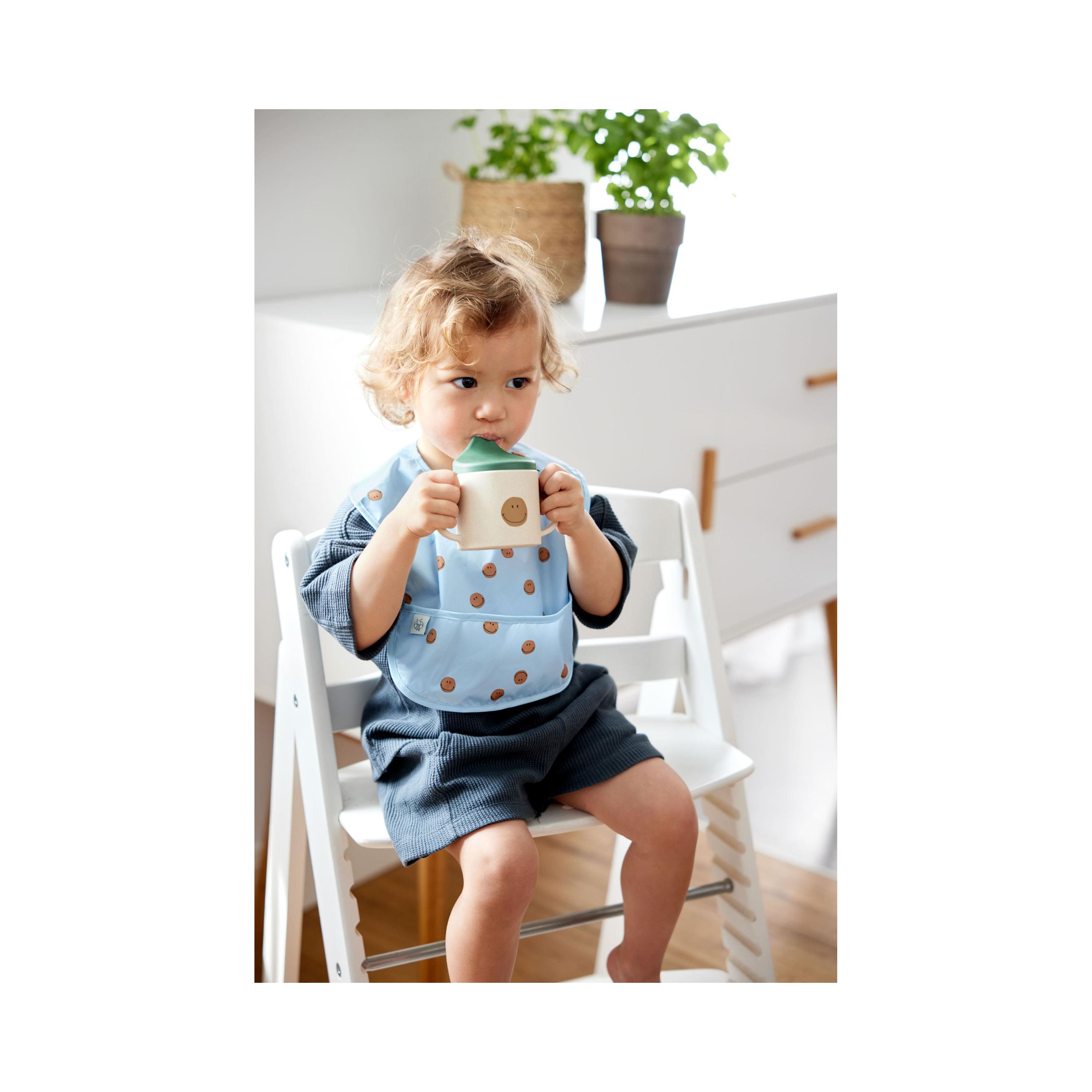 مريلة خفيفة الوزن من قطعتين من هابي راسكالز من لاسيج - سمايل - أزرق سماوي-baby-feeding-bibs-image-3