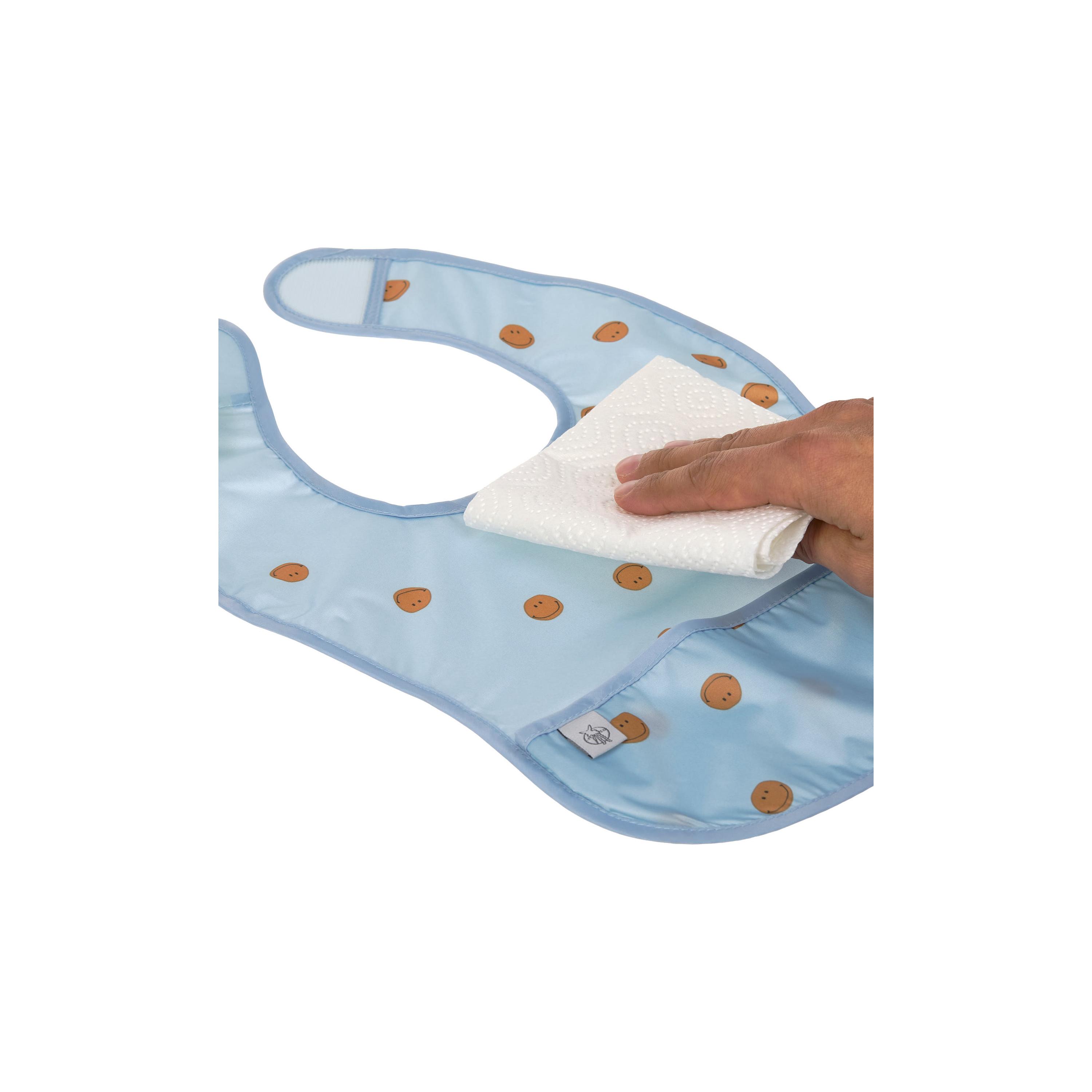 مريلة خفيفة الوزن من قطعتين من هابي راسكالز من لاسيج - سمايل - أزرق سماوي-baby-feeding-bibs-image-5