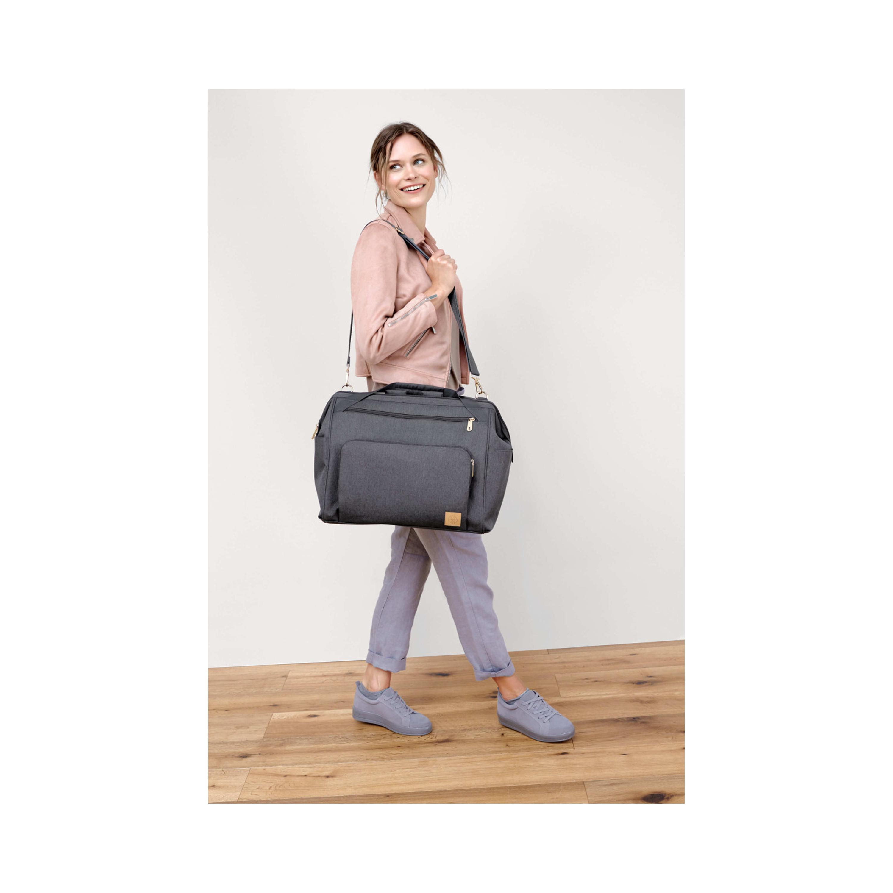 LASSIG GLA Goldie Twin Backpack with Changing Mat - Anthracite-baby-diapering-diaperbags-image-9