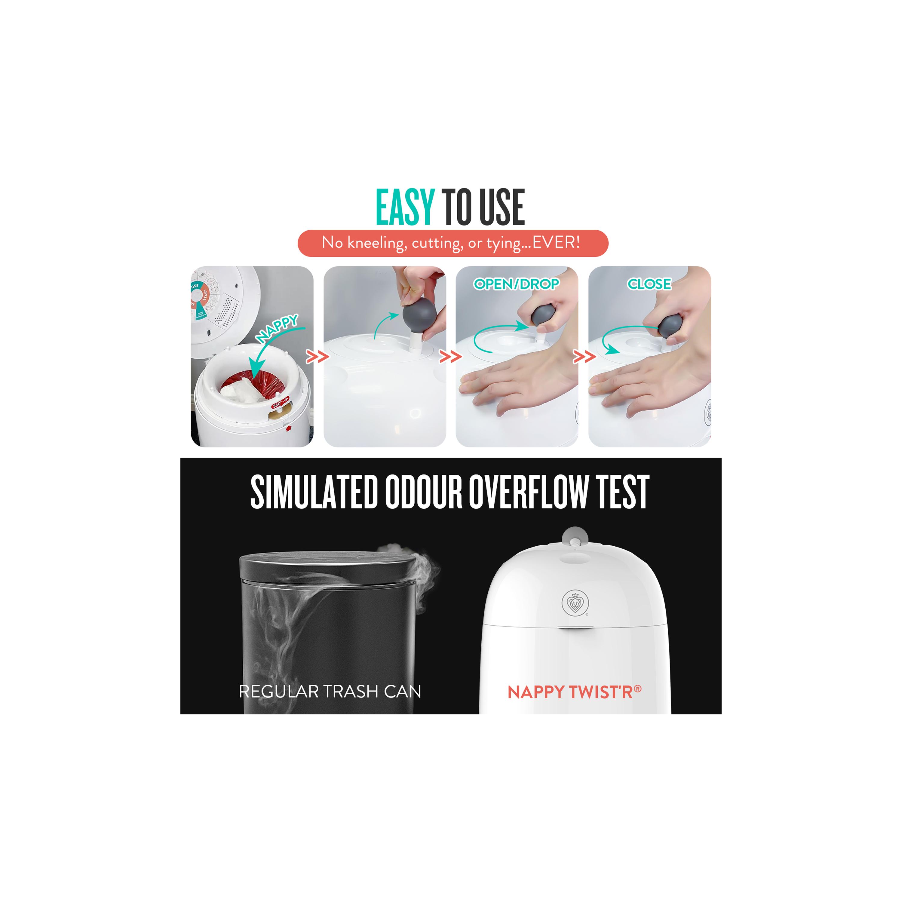 Prince Lionheart My Twist'r Nappy Disposal Diaper Pail - White-baby-diapering-binsandrefills-image-10