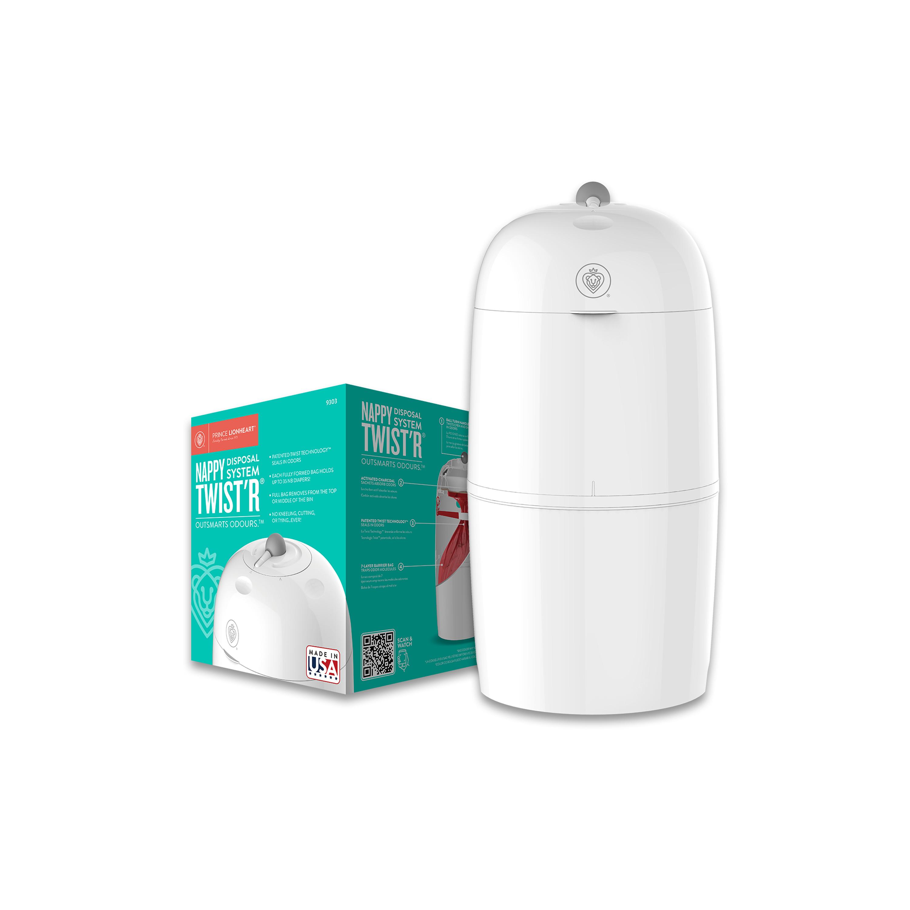 Prince Lionheart My Twist'r Nappy Disposal Diaper Pail - White-baby-diapering-binsandrefills-image-2
