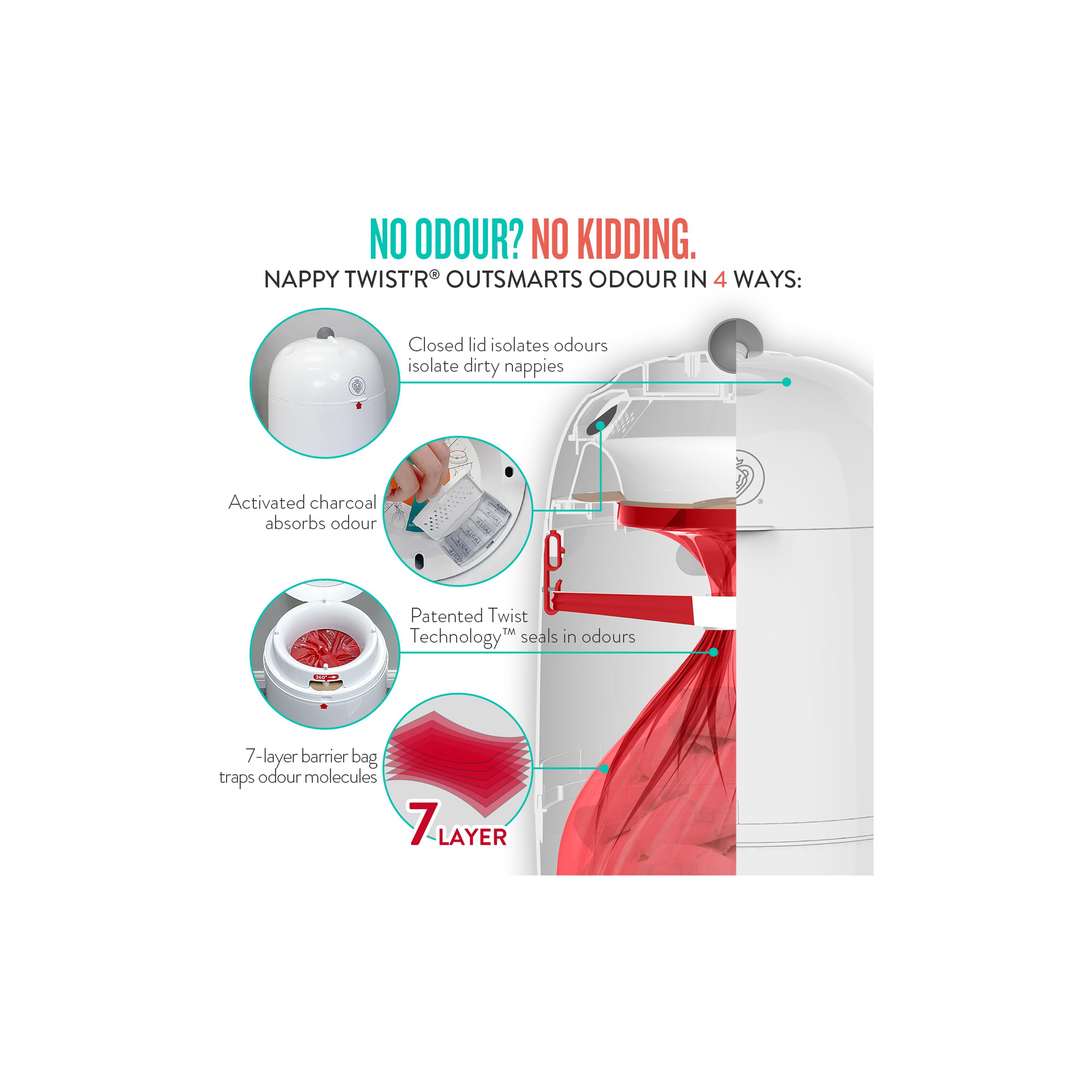 Prince Lionheart My Twist'r Nappy Disposal Diaper Pail - White-baby-diapering-binsandrefills-image-9