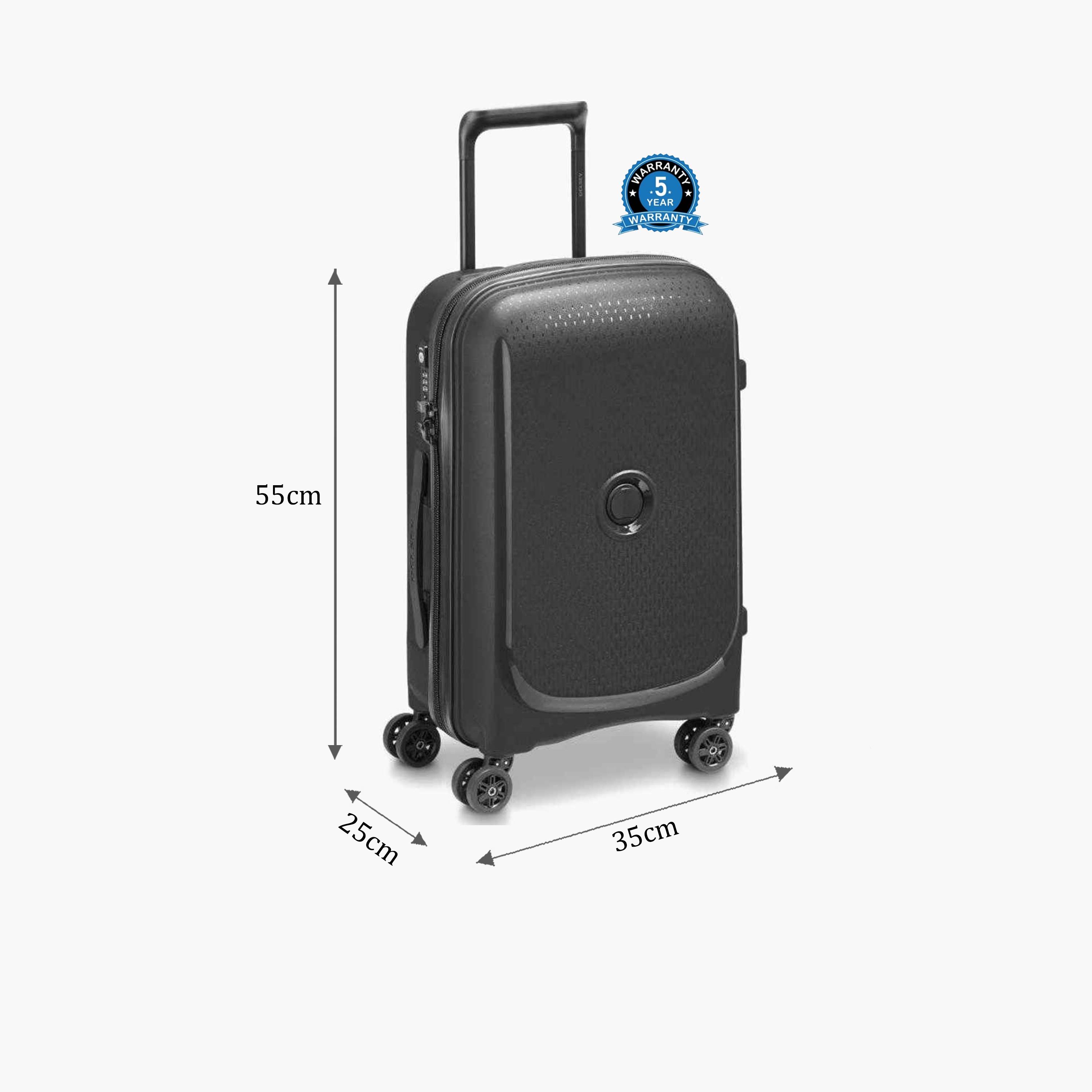 Delsey Paris Belmont Plus 55 CM Small Cabin Polypropylene Hard Sided 4-Wheeler Spinner Trolley Bag with TSA Combination Lock-travel-luggagesandbags-luggage-image-2