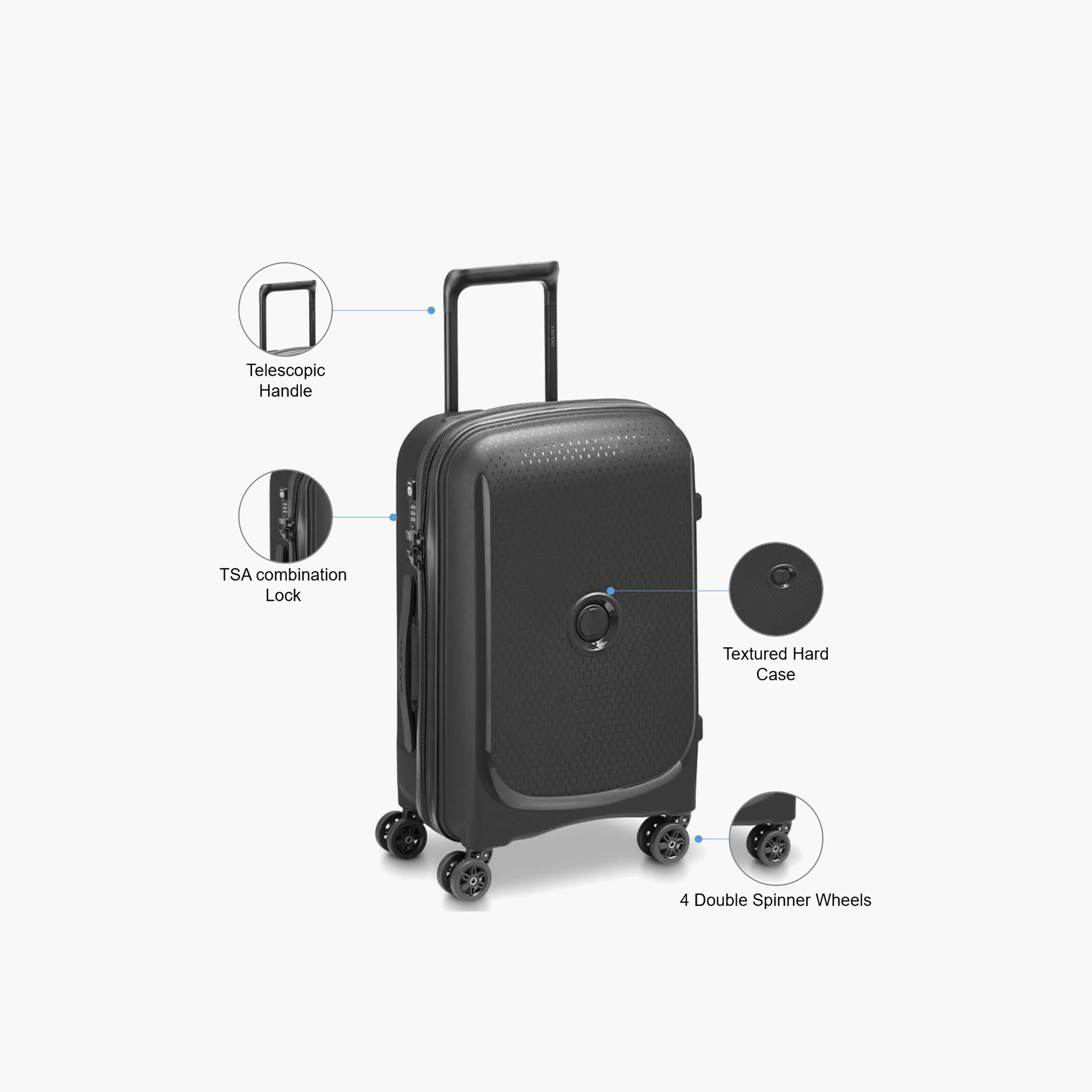 Delsey Paris Belmont Plus 55 CM Small Cabin Polypropylene Hard Sided 4-Wheeler Spinner Trolley Bag with TSA Combination Lock-travel-luggagesandbags-luggage-image-3
