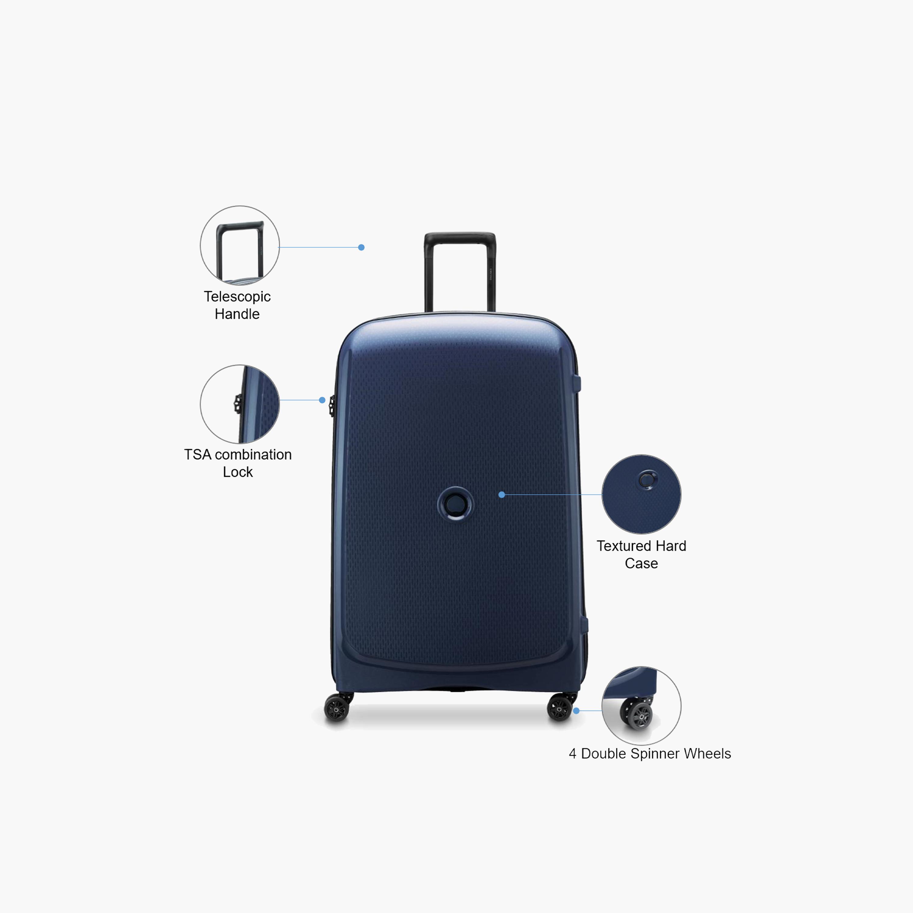 Delsey Paris Belmont Plus 82.5 CM Large Check-in Polypropylene Hard Sided 4-Wheeler Spinner Trolley Bag with TSA Combination Lock-travel-luggagesandbags-luggage-image-3