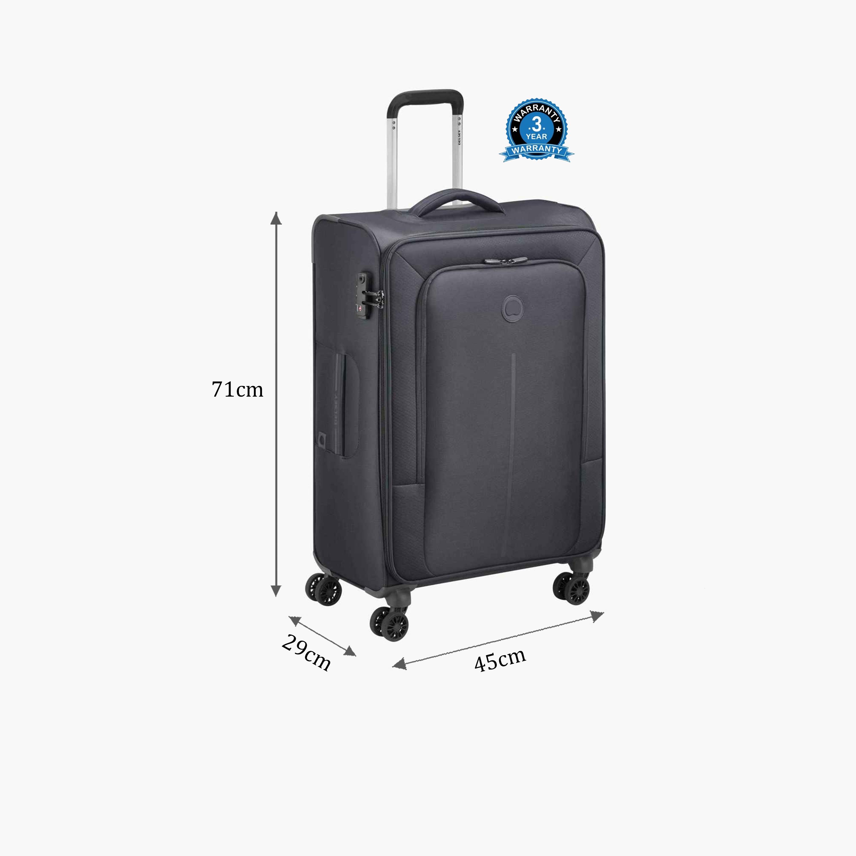 Delsey Paris Caracas 71 CM Medium Check-in Polyester Soft Sided 4-Wheeler Spinner Trolley Bag with TSA Combination Lock-travel-luggagesandbags-luggage-image-2