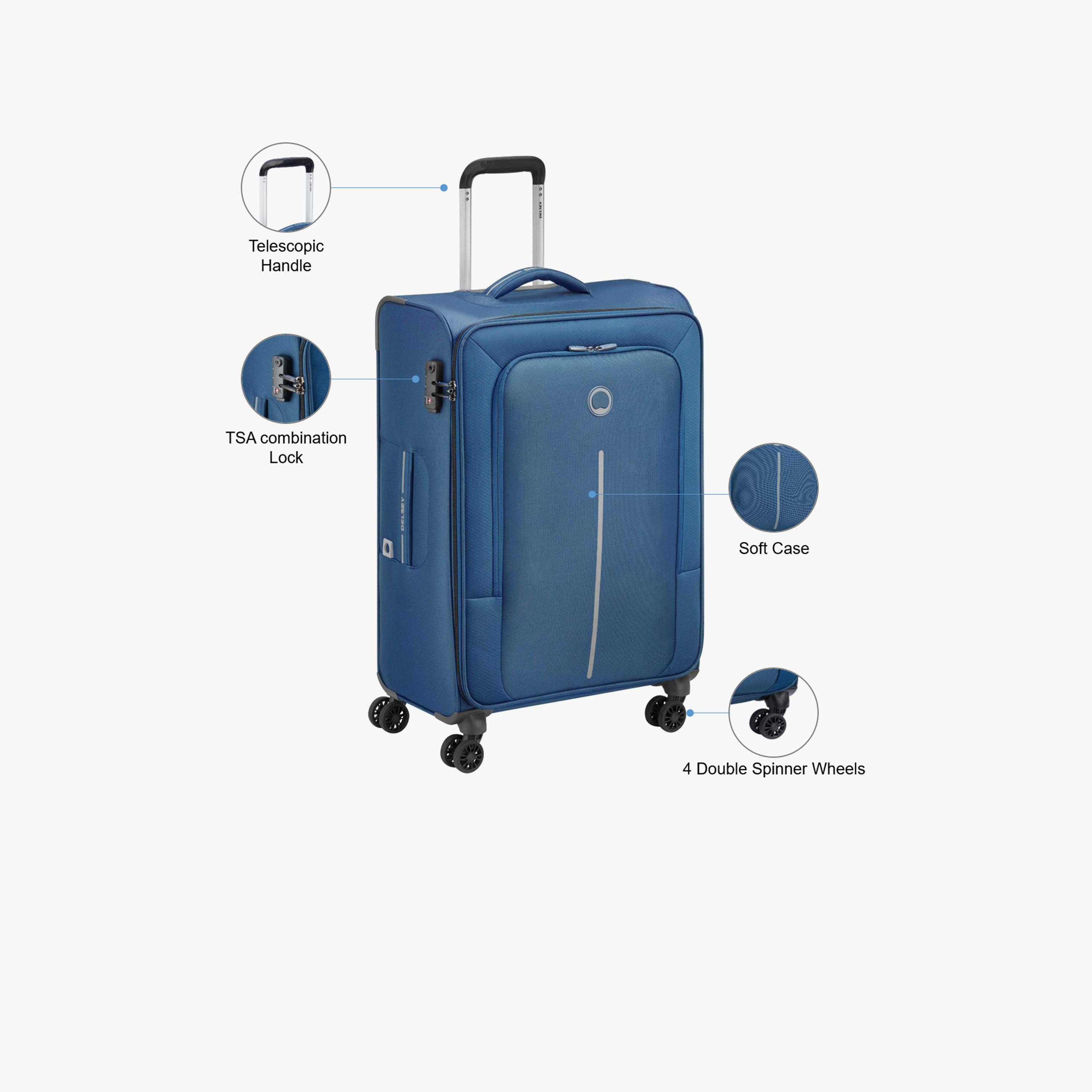 حقيبة عربة دوار من البوليستر الناعمة ذات 4 عجلات من Delsey Paris Caracas 71 CM مع قفل TSA-travel-luggagesandbags-luggage-image-3