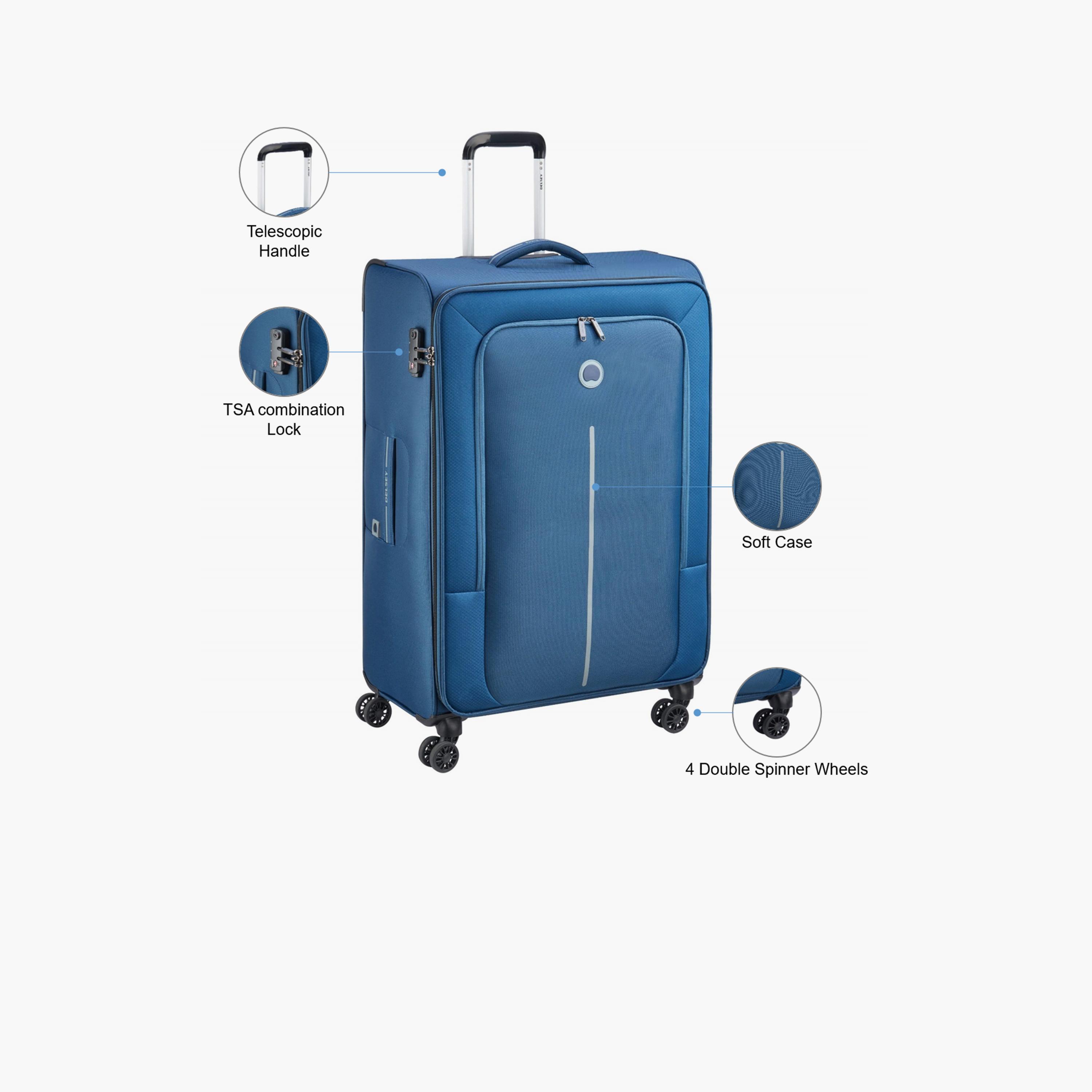 Delsey Paris Caracas 82 CM Large Check-in Polyester Soft Sided 4-Wheeler Spinner Trolley Bag with TSA Combination Lock-travel-luggagesandbags-luggage-image-3